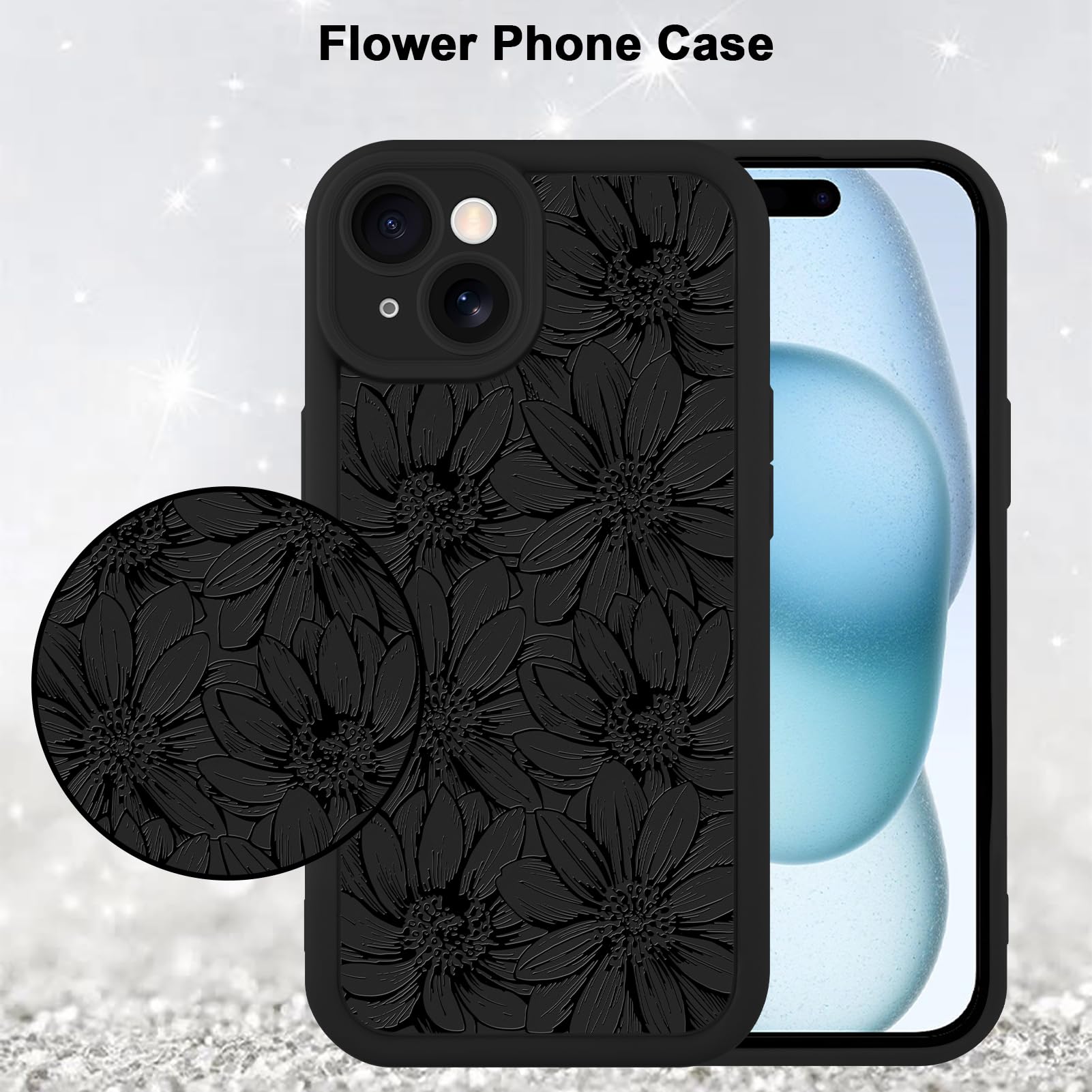 Foto 6 pulgar | Funda De Teléfono Mzelq Para Iphone 15 De Silicona Con Diseño Floral De Girasol - Venta Internacional.