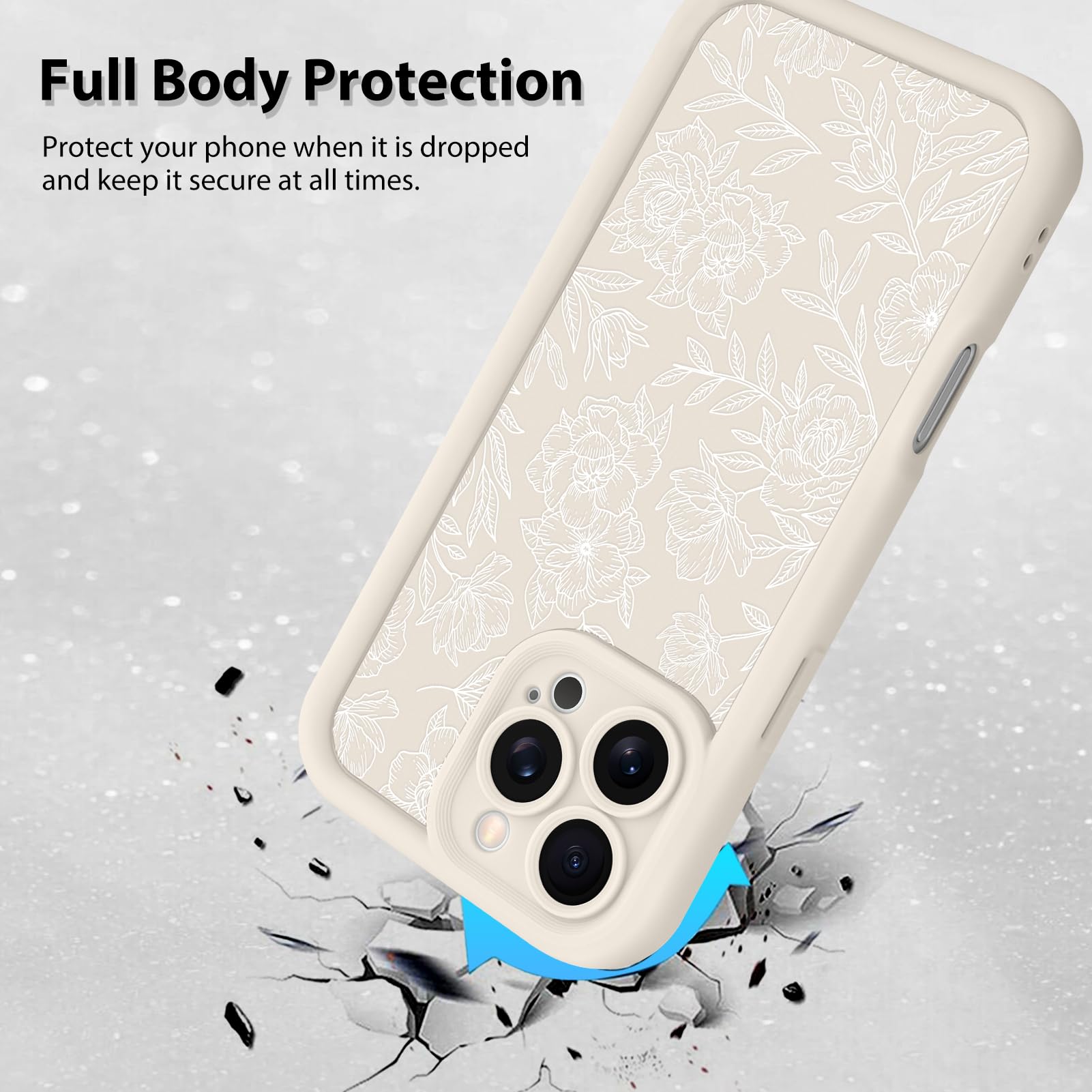 Foto 3 pulgar | Funda De Teléfono Mzelq Para Iphone 16 Pro Max De Silicona Con Estampado Floral Blanco - Venta Internacional.