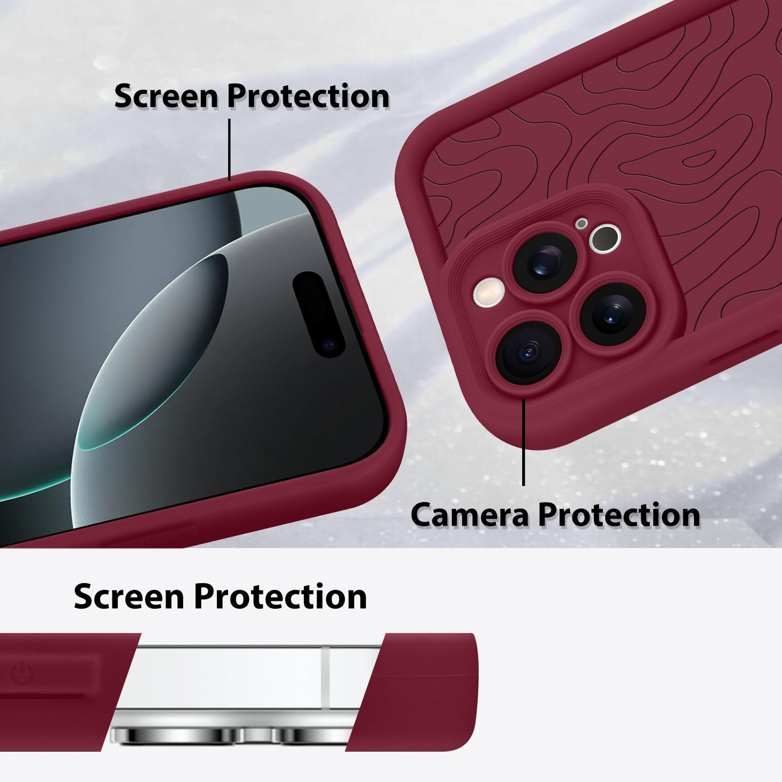 Foto 4 | Funda De Teléfono Mzelq Para Iphone 16 Pro Max Silicone Red - Venta Internacional.
