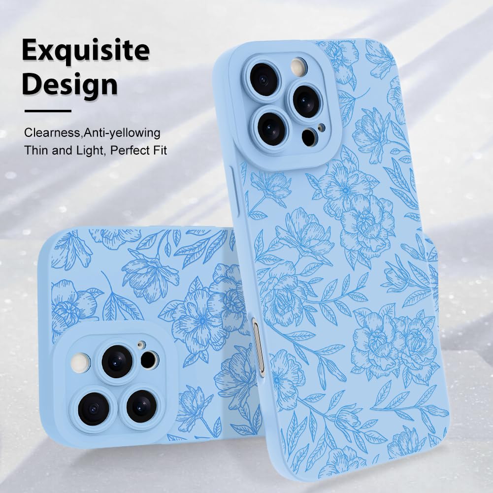 Foto 4 pulgar | Funda De Teléfono Mzelq Para Iphone 16 Pro Max Silicone Floral Blue - Venta Internacional.