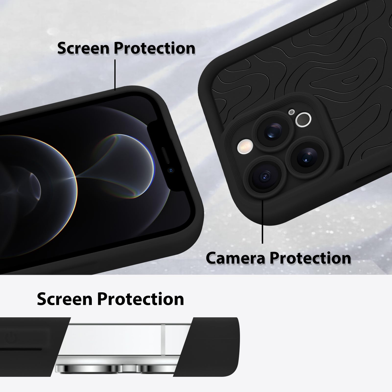 Foto 5 pulgar | Funda De Teléfono Mzelq Silicone Wave Ripple Para Iphone 12 Pro Max - Venta Internacional.