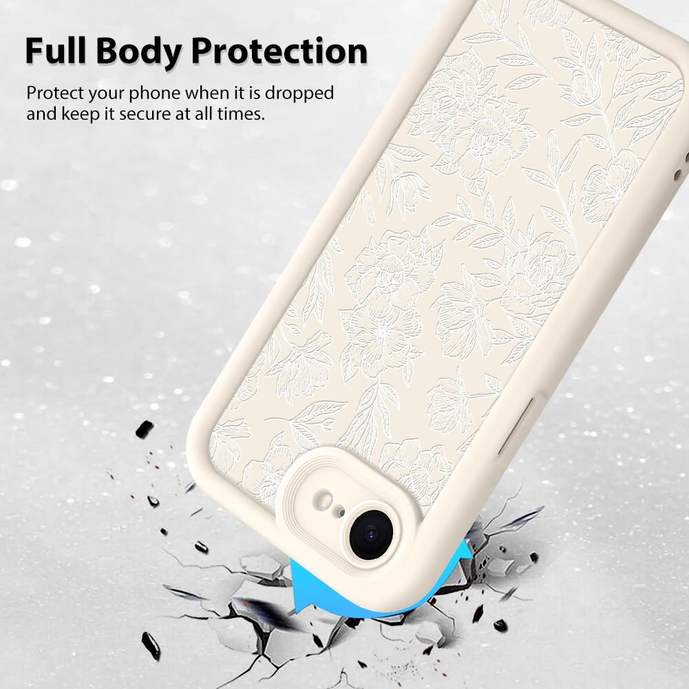 Foto 3 pulgar | Funda De Teléfono Mzelq Para Iphone 16e, Silicona, Rosa, Floral, Blanca - Venta Internacional.