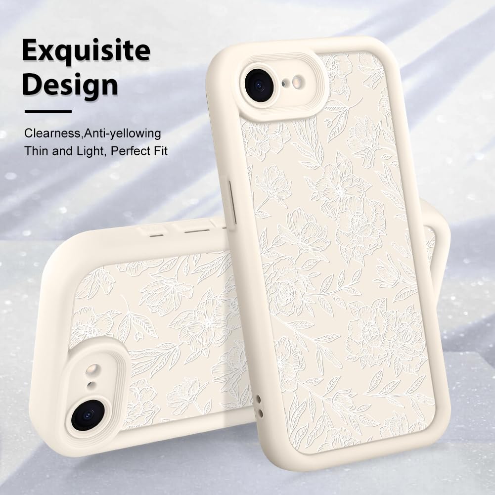 Foto 4 pulgar | Funda De Teléfono Mzelq Para Iphone 16e, Silicona, Rosa, Floral, Blanca - Venta Internacional.