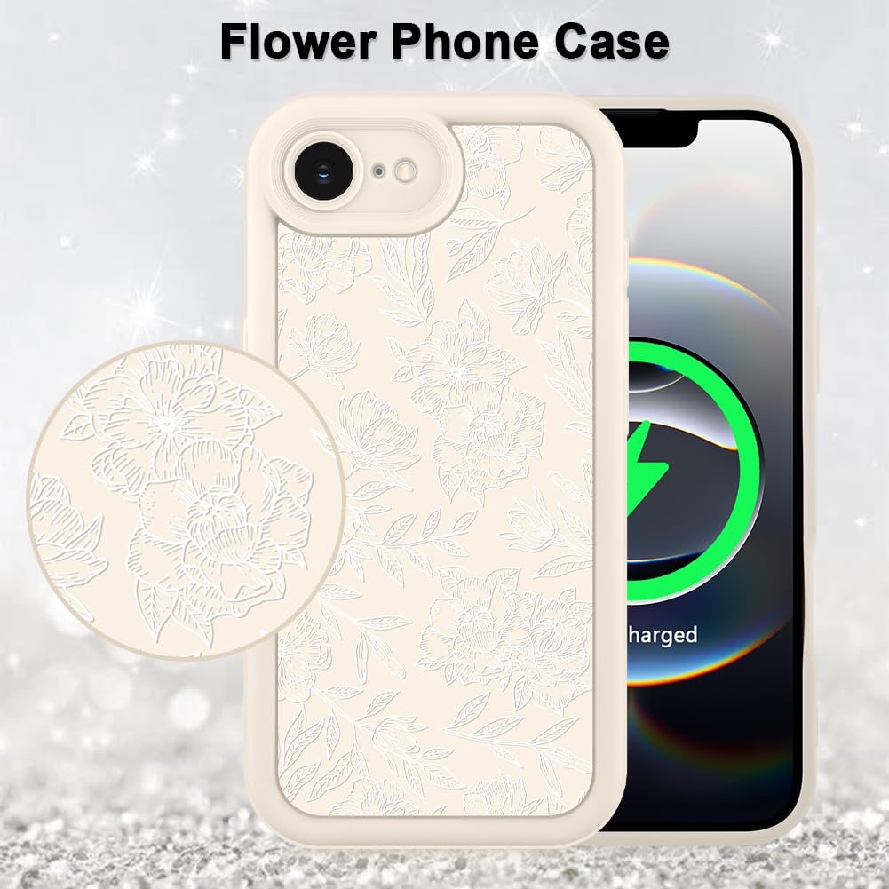 Foto 6 pulgar | Funda De Teléfono Mzelq Para Iphone 16e, Silicona, Rosa, Floral, Blanca - Venta Internacional.