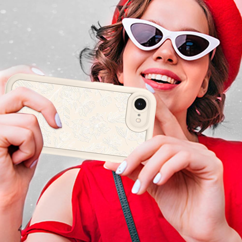 Foto 7 pulgar | Funda De Teléfono Mzelq Para Iphone 16e, Silicona, Rosa, Floral, Blanca - Venta Internacional.