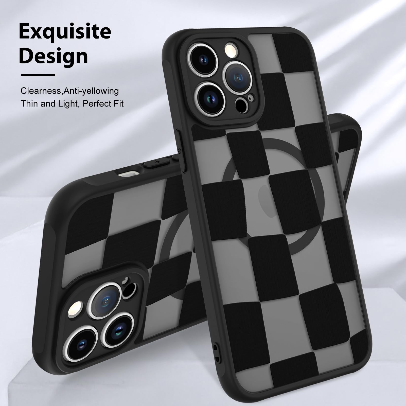 Foto 4 pulgar | Funda De Teléfono Kanghar Para Iphone 14 Pro Max A Cuadros Mate - Venta Internacional.