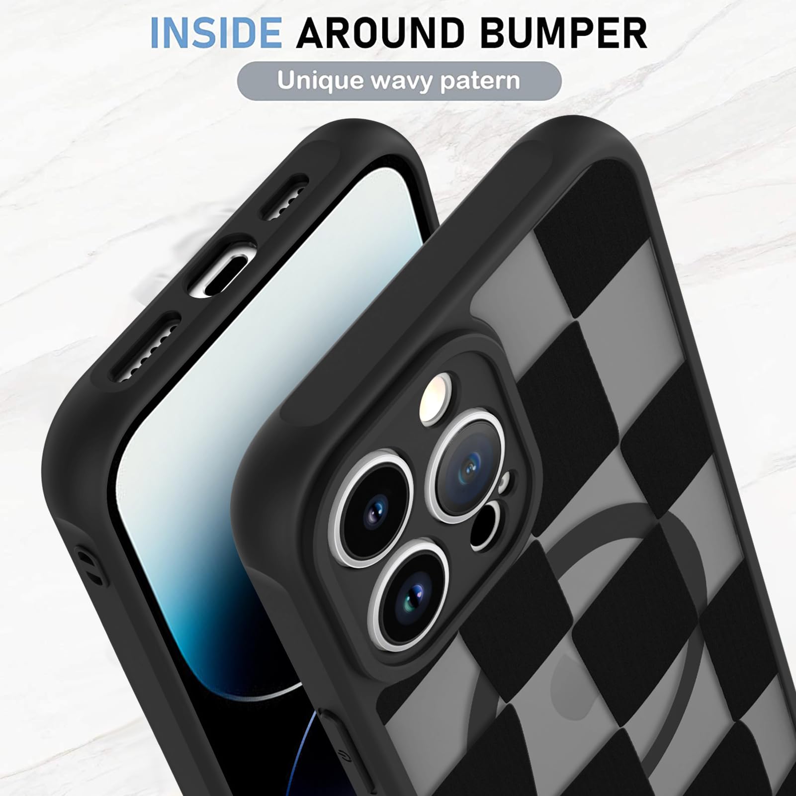Foto 4 | Funda De Teléfono Kanghar Para Iphone 14 Pro Max A Cuadros Mate - Venta Internacional.