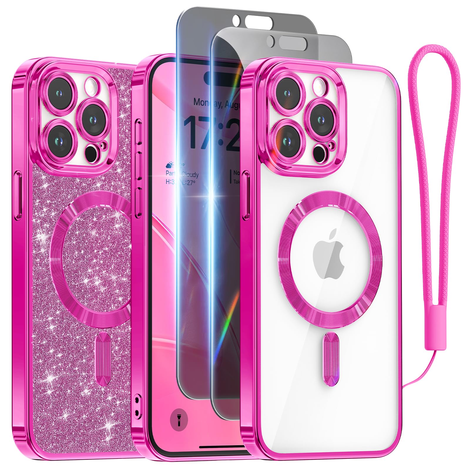 Funda De Teléfono Meifigno Diseñada Para Iphone 15 Pro Max, Color Rosa Intenso - Venta Internacional.
