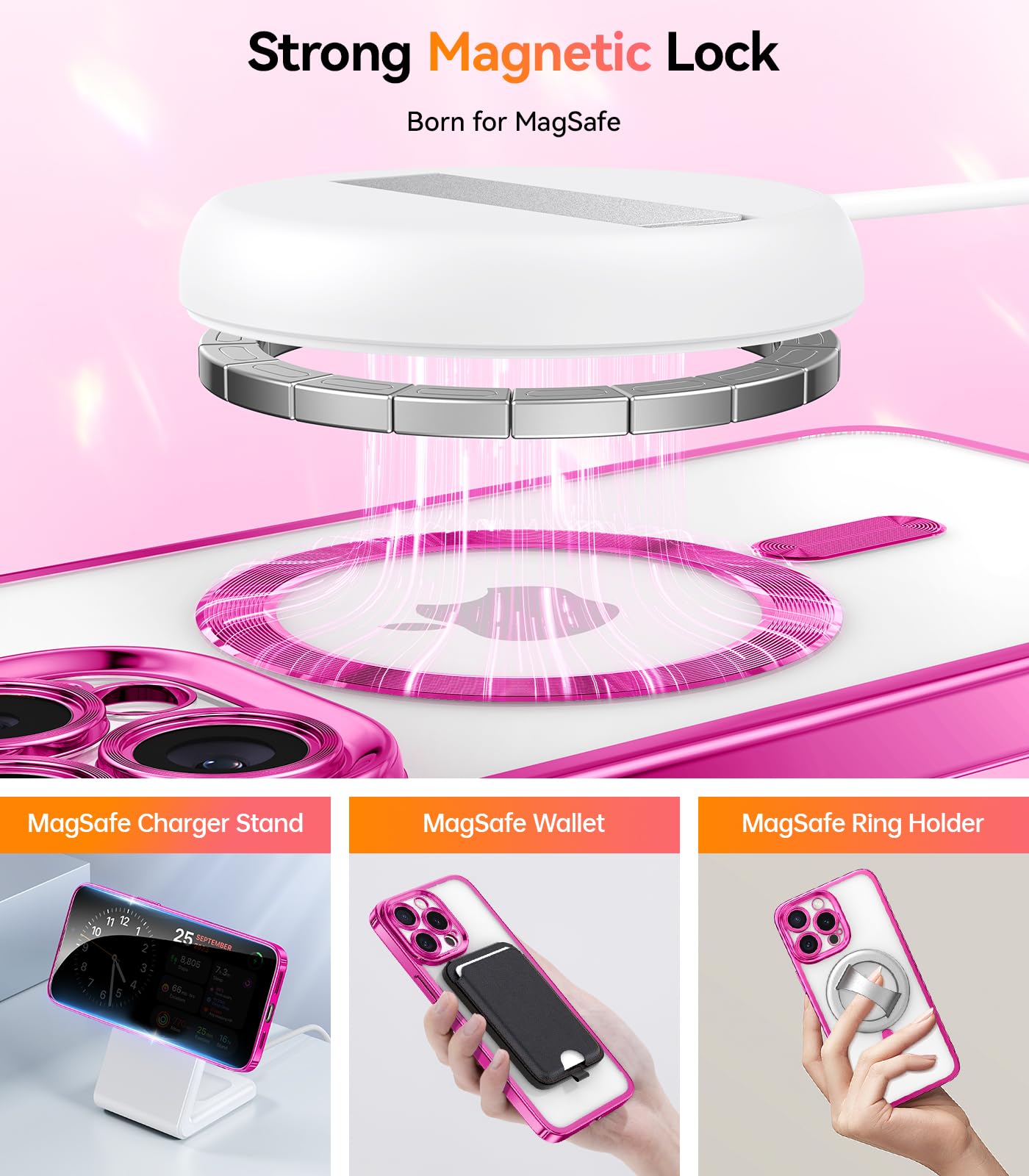 Foto 6 pulgar | Funda De Teléfono Meifigno Diseñada Para Iphone 15 Pro Max, Color Rosa Intenso - Venta Internacional.