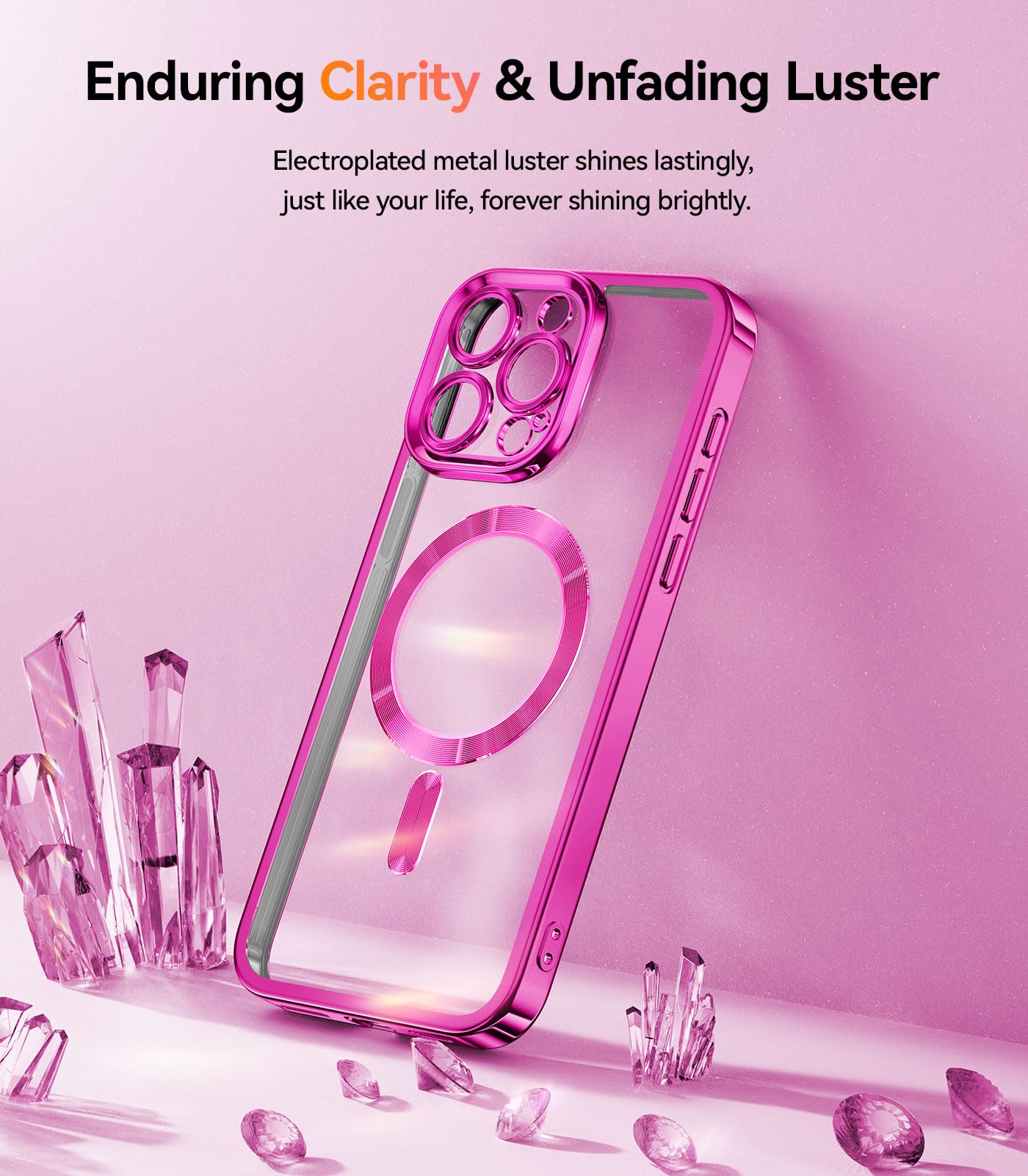 Foto 7 pulgar | Funda De Teléfono Meifigno Diseñada Para Iphone 15 Pro Max, Color Rosa Intenso - Venta Internacional.