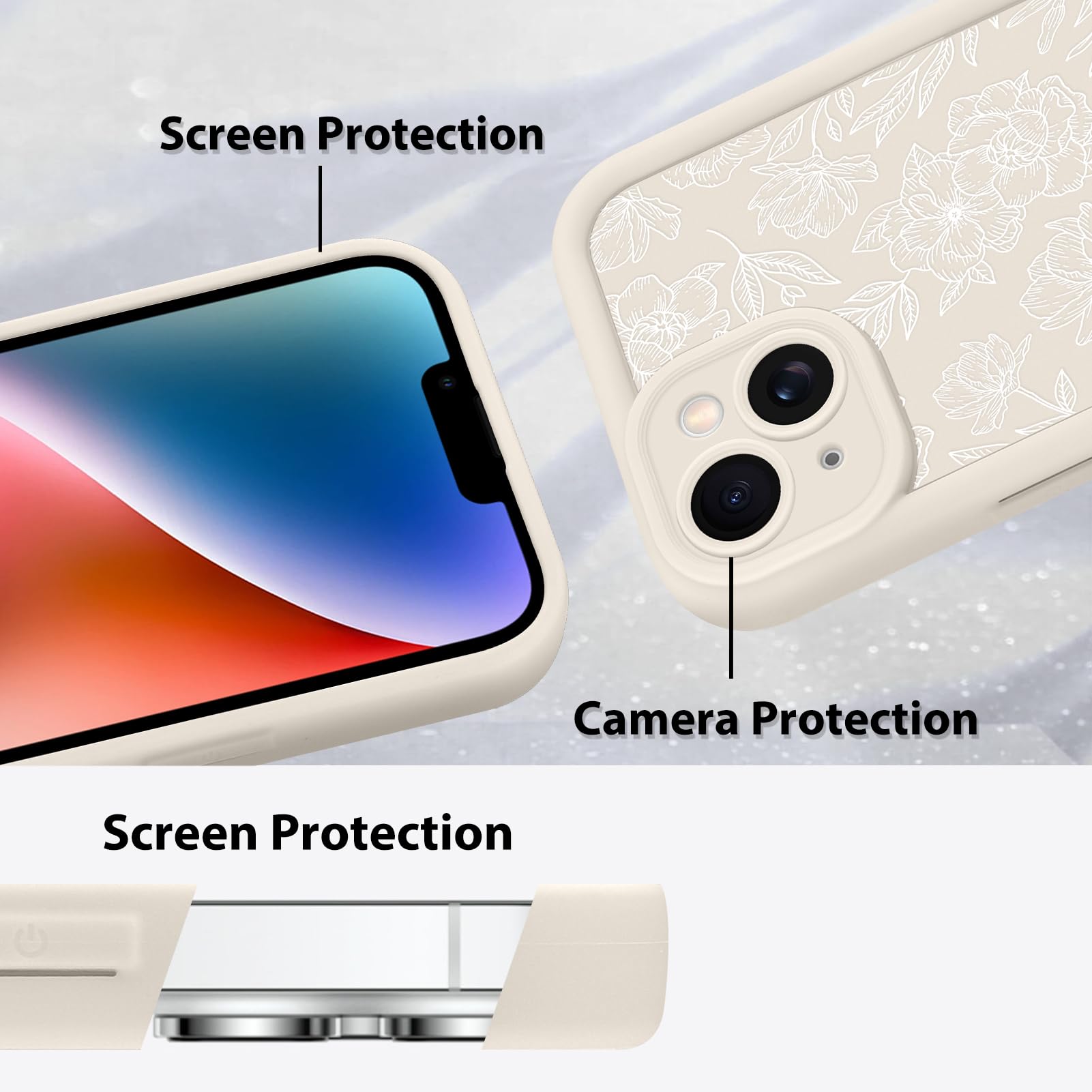 Foto 5 pulgar | Funda De Teléfono Mzelq Para Iphone 14 Pro Con Estampado Floral De Silicona - Venta Internacional.