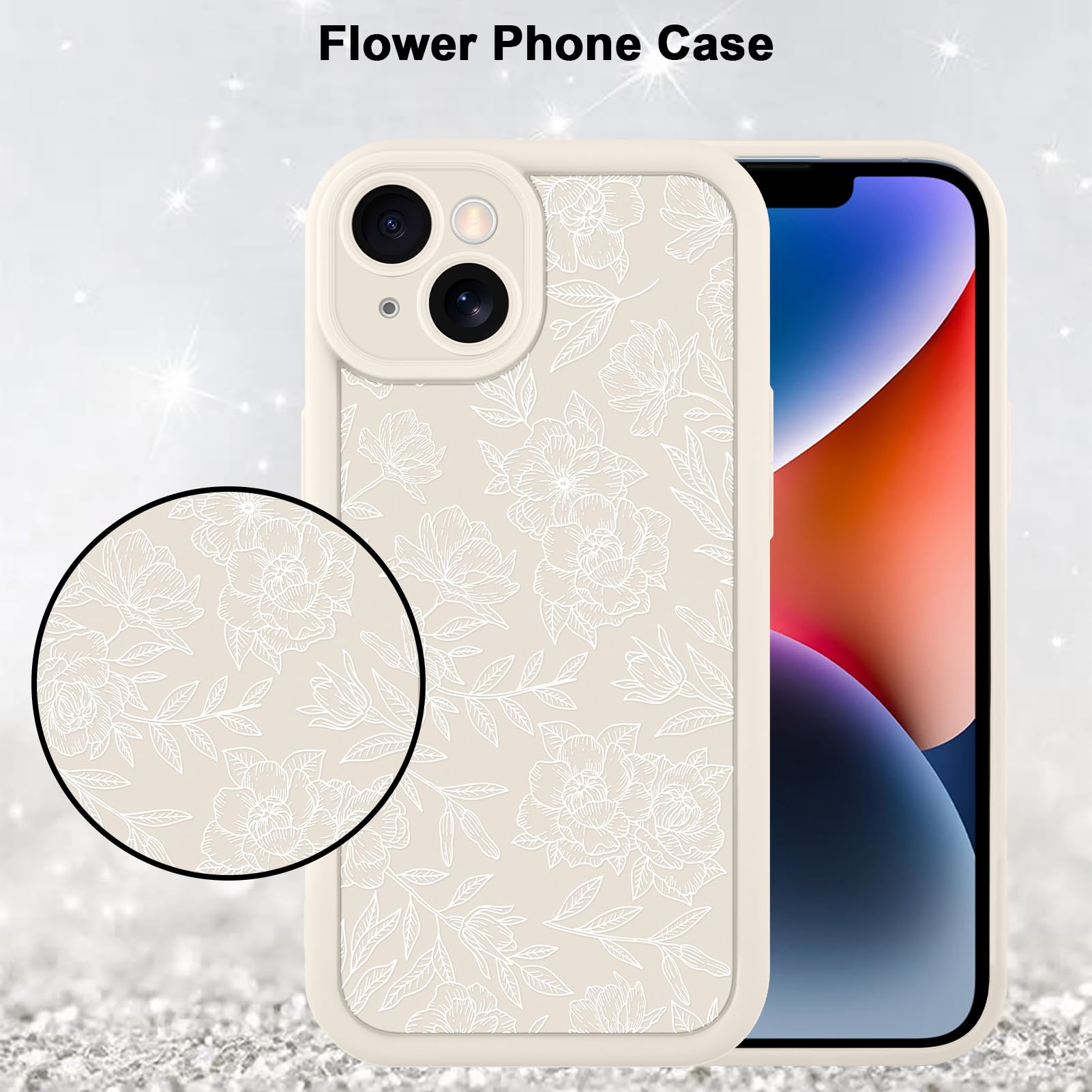 Foto 6 pulgar | Funda De Teléfono Mzelq Para Iphone 14 Pro Con Estampado Floral De Silicona - Venta Internacional.