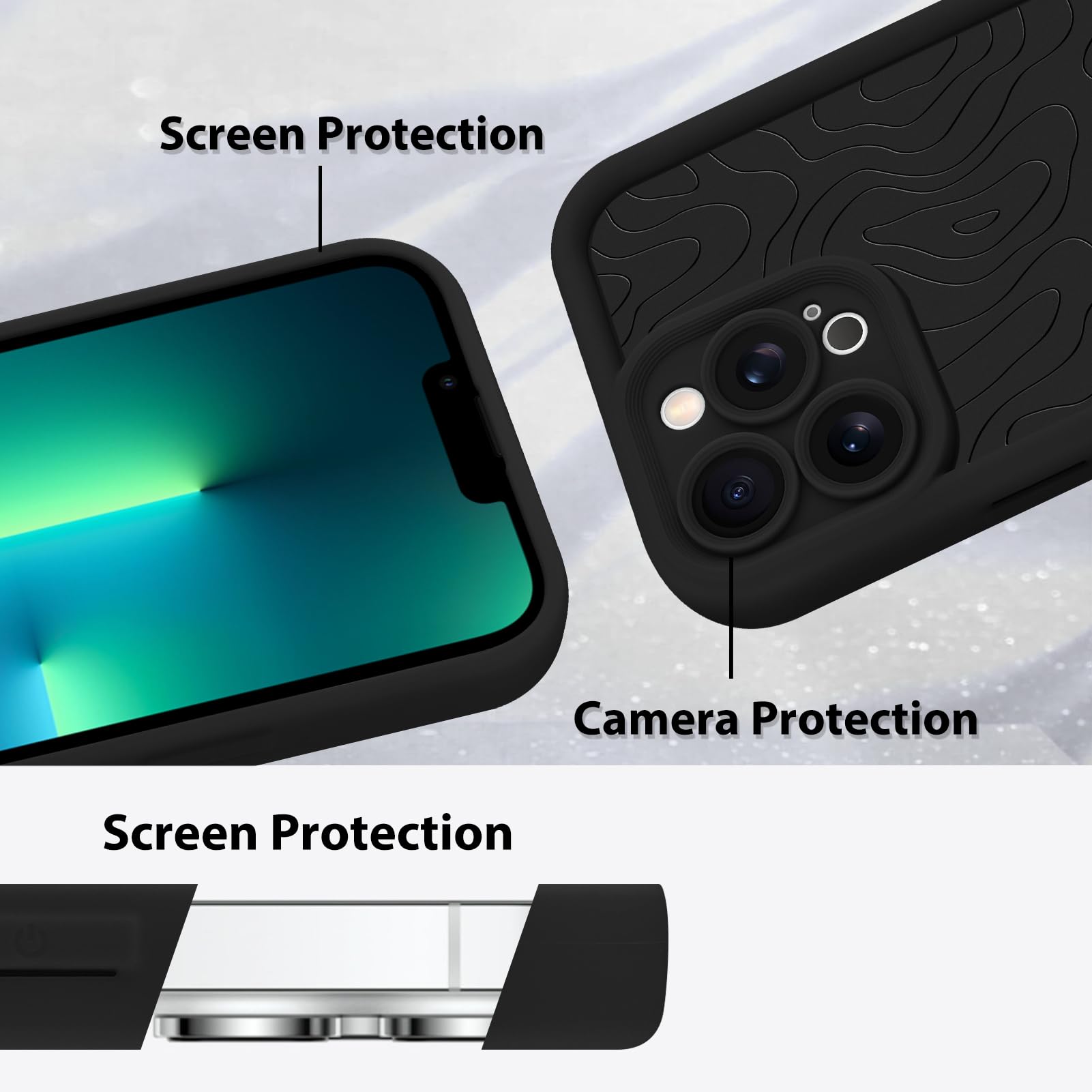 Foto 4 | Funda De Teléfono Mzelq Silicone Wave Ripple Para Iphone 13 Pro Max - Venta Internacional.