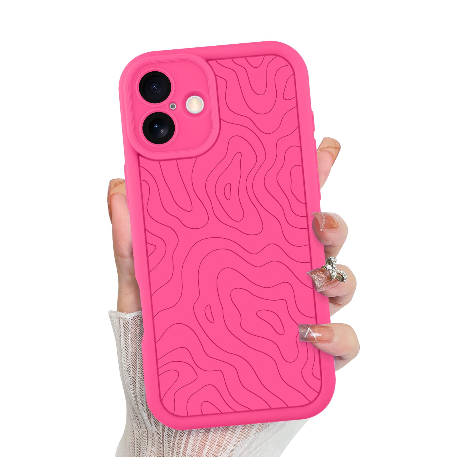 Foto 2 pulgar | Funda De Teléfono Mzelq Para Iphone 16 De Silicona A Prueba De Golpes, Color Rosa Intenso - Venta Internacional.