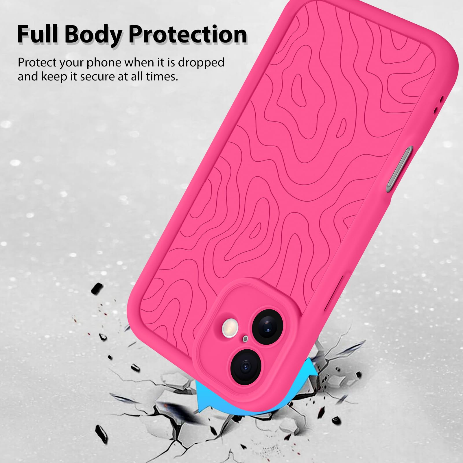 Foto 3 pulgar | Funda De Teléfono Mzelq Para Iphone 16 De Silicona A Prueba De Golpes, Color Rosa Intenso - Venta Internacional.