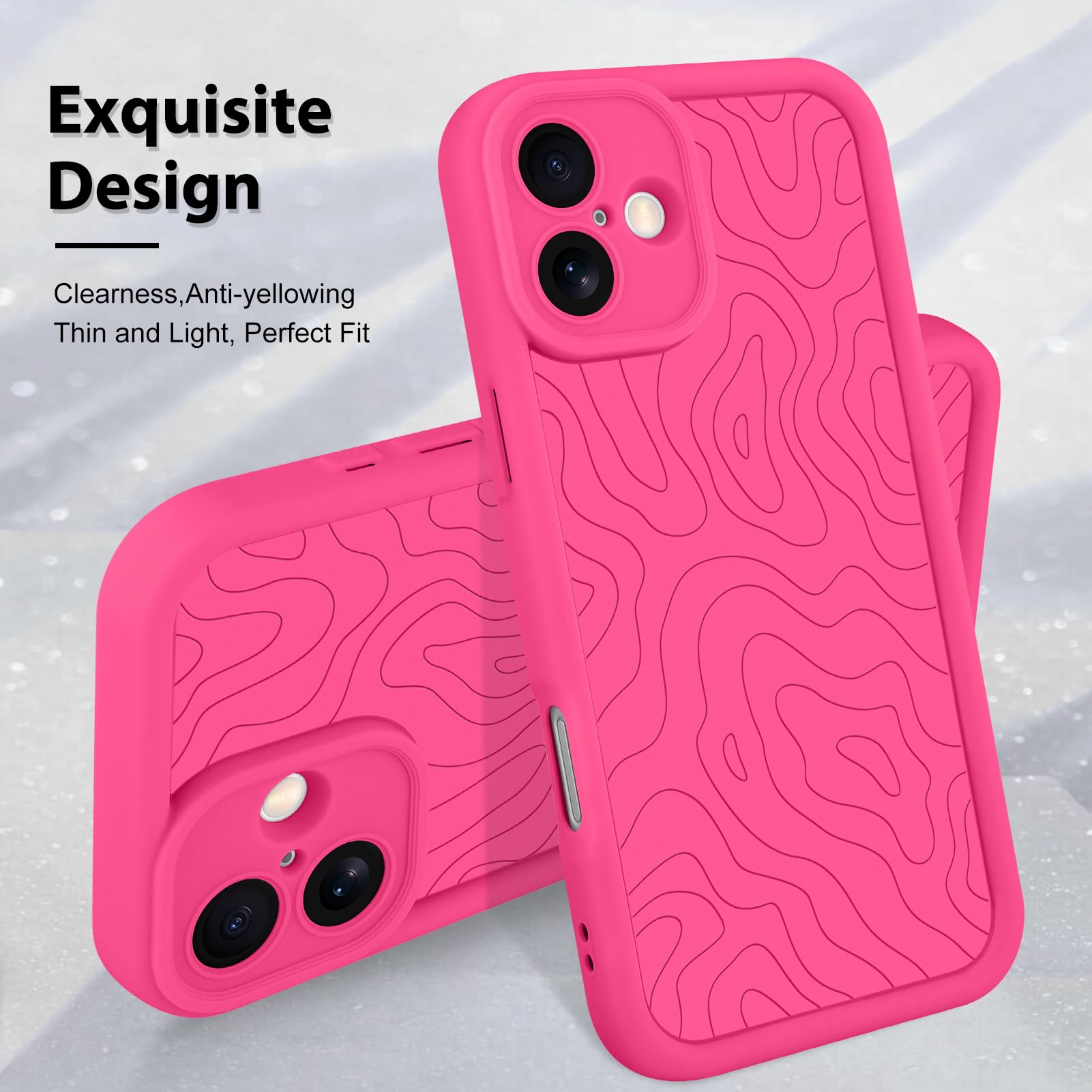 Foto 3 | Funda De Teléfono Mzelq Para Iphone 16 De Silicona A Prueba De Golpes, Color Rosa Intenso - Venta Internacional.