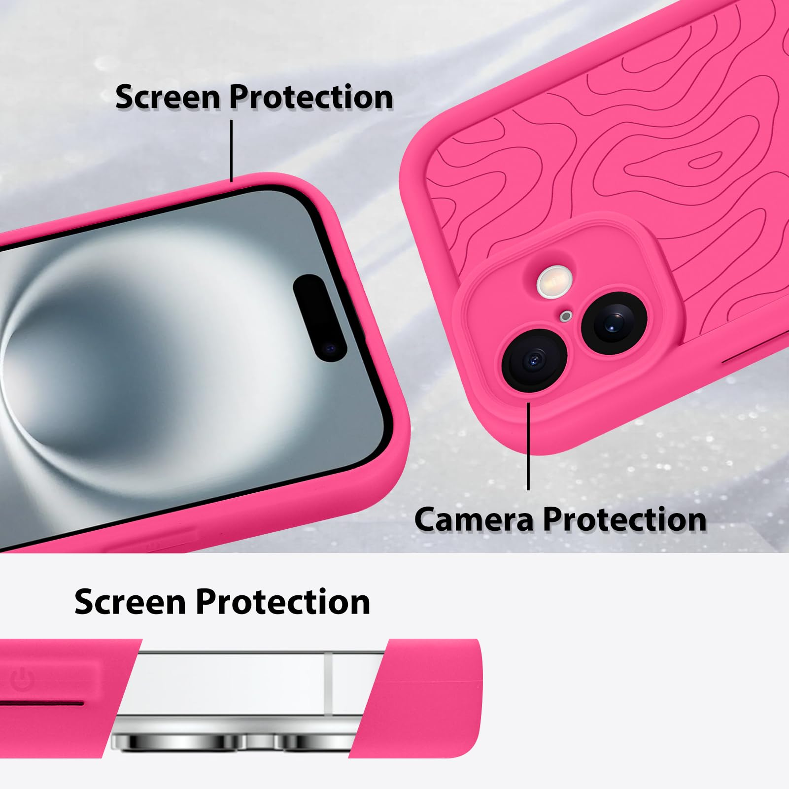 Foto 5 pulgar | Funda De Teléfono Mzelq Para Iphone 16 De Silicona A Prueba De Golpes, Color Rosa Intenso - Venta Internacional.