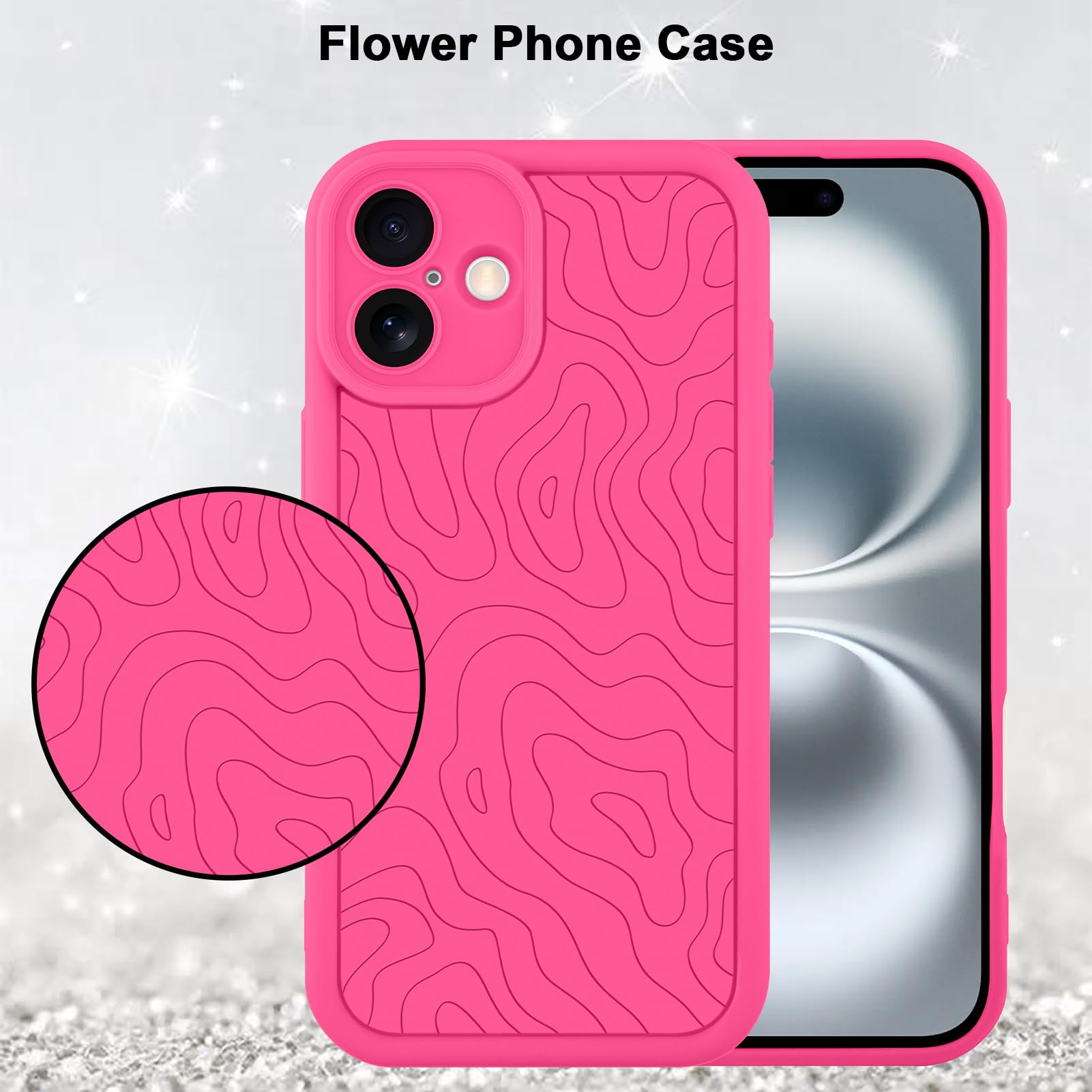 Foto 5 | Funda De Teléfono Mzelq Para Iphone 16 De Silicona A Prueba De Golpes, Color Rosa Intenso - Venta Internacional.