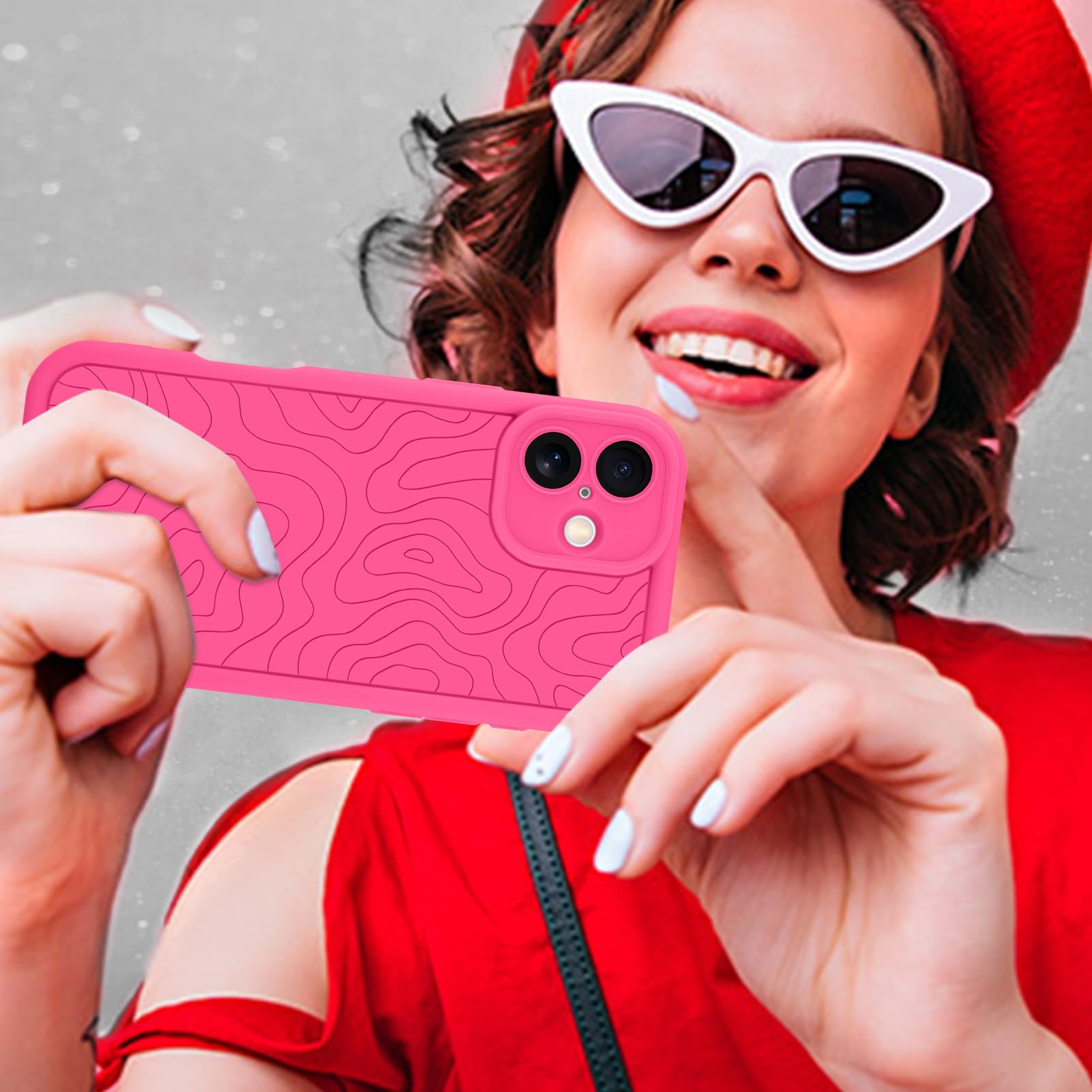 Foto 7 pulgar | Funda De Teléfono Mzelq Para Iphone 16 De Silicona A Prueba De Golpes, Color Rosa Intenso - Venta Internacional.