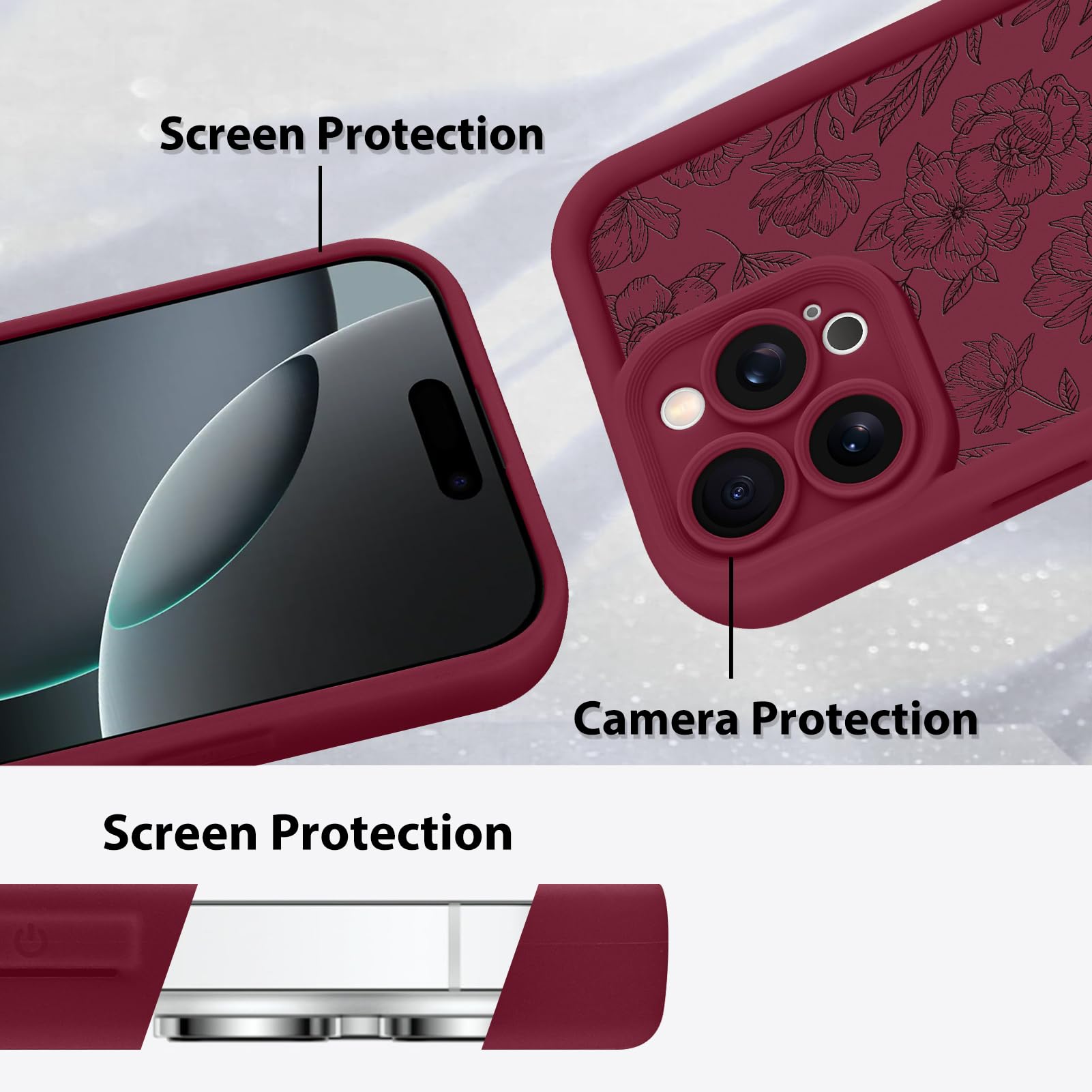Foto 5 pulgar | Funda De Teléfono Mzelq Para Iphone 16 Pro Max Silicone Red - Venta Internacional.