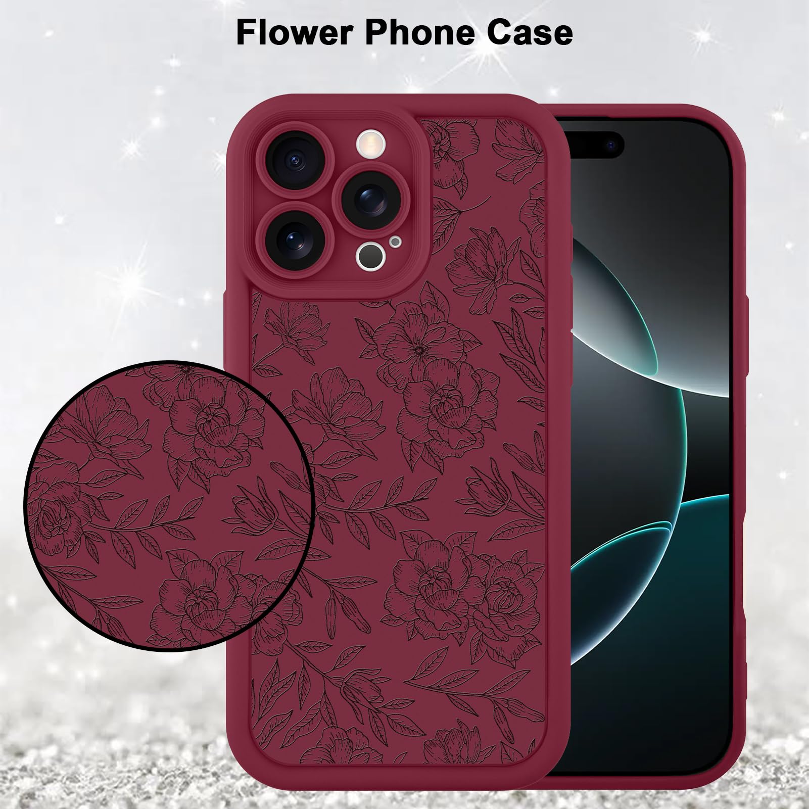 Foto 5 | Funda De Teléfono Mzelq Para Iphone 16 Pro Max Silicone Red - Venta Internacional.
