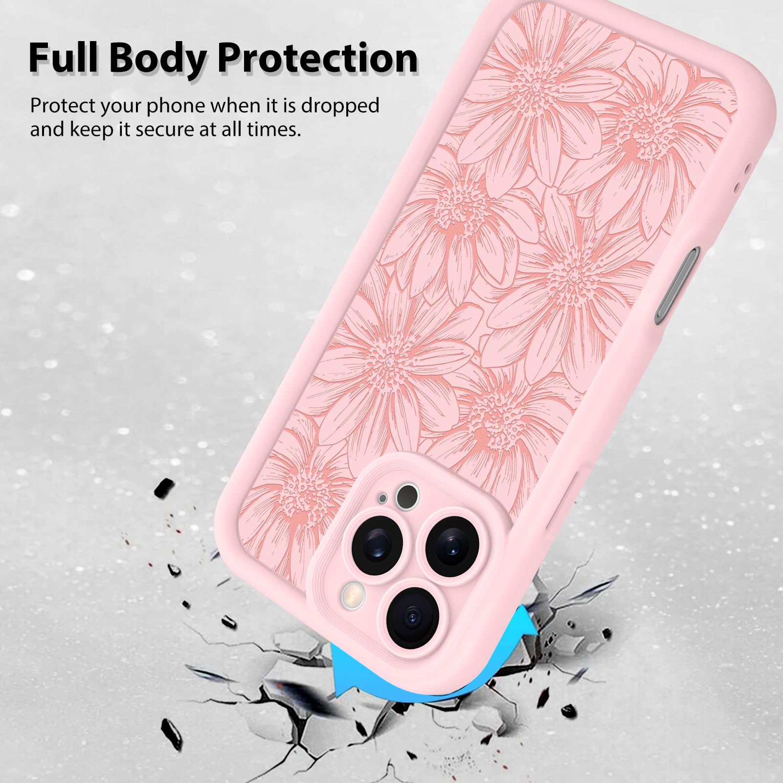 Foto 3 pulgar | Funda De Teléfono Mzelq Para Iphone 16 Pro Max De Silicona Rosa Girasol - Venta Internacional.