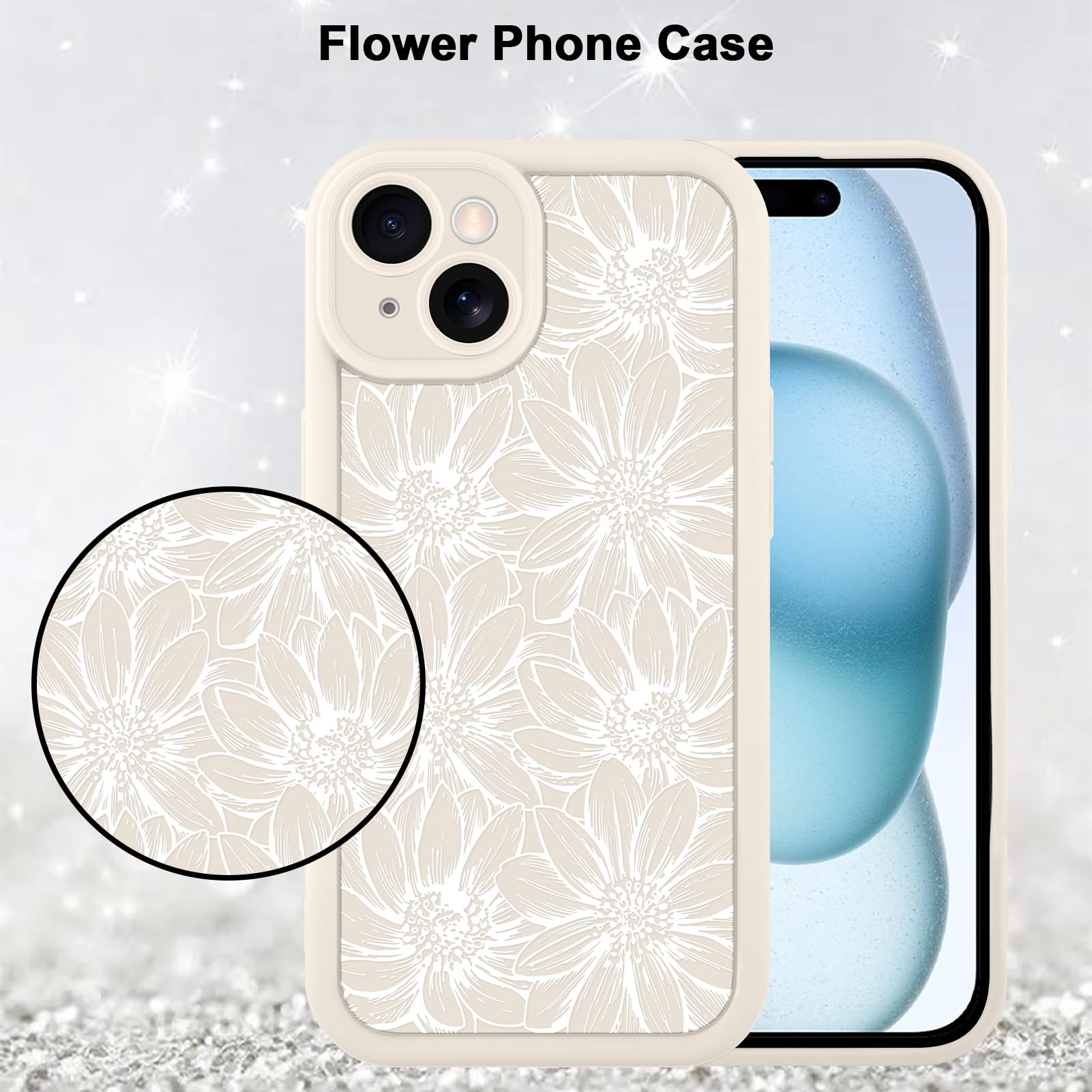 Foto 6 pulgar | Funda De Teléfono Mzelq Para Iphone 15 De Silicona Con Diseño Floral De Girasol - Venta Internacional.