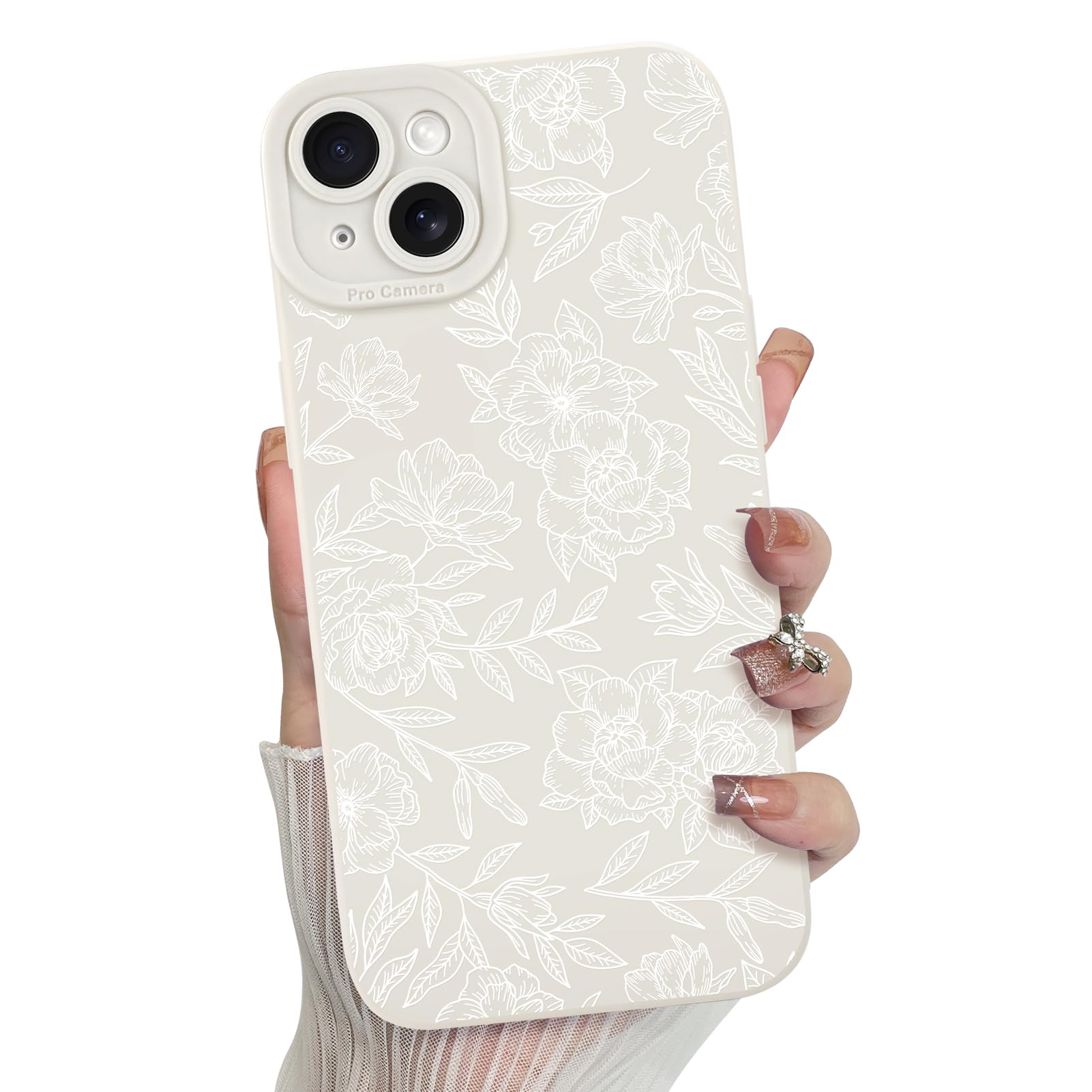 Foto 2 pulgar | Funda De Teléfono Mzelq Para Iphone 14 De Silicona Con Flores Y Rosas - Venta Internacional.