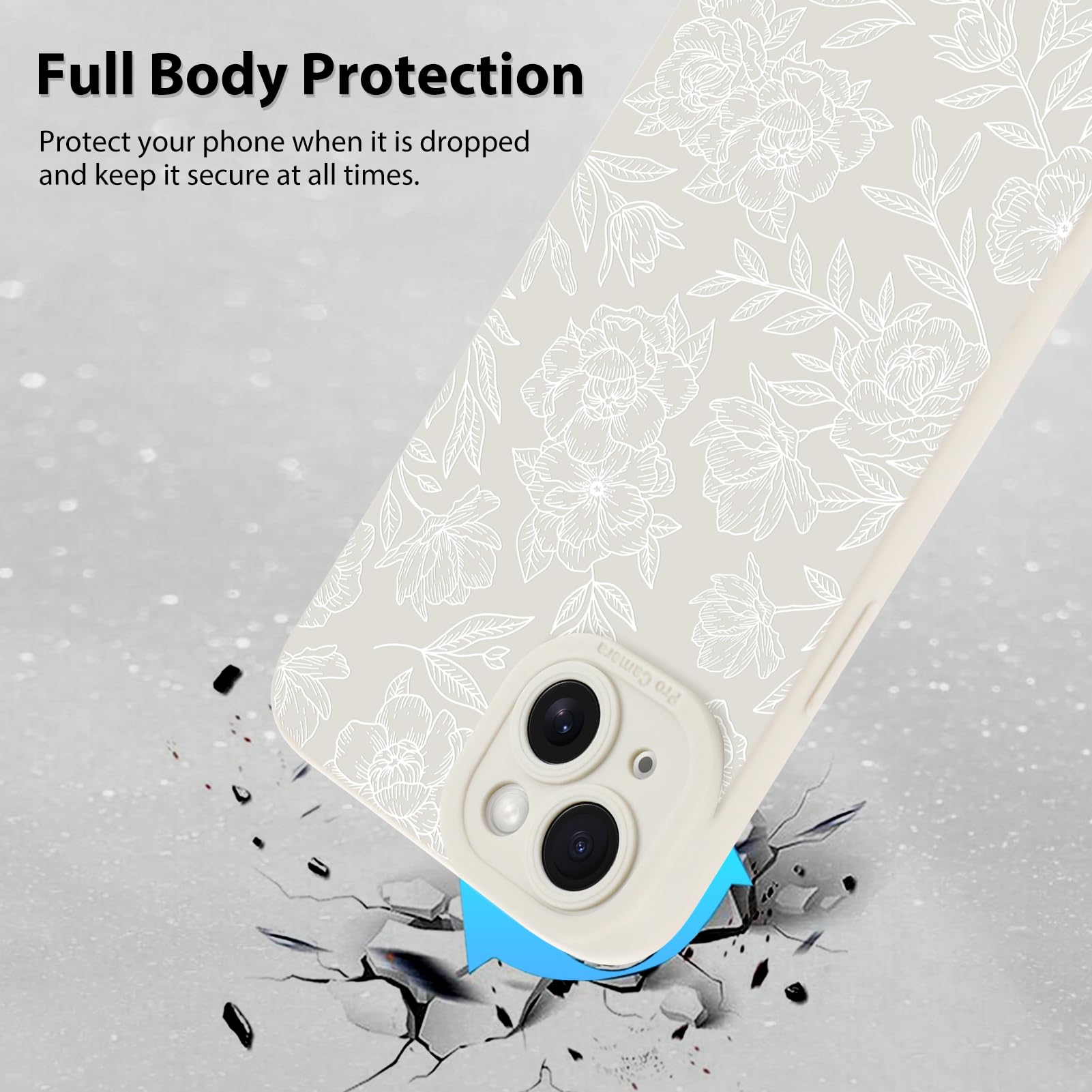 Foto 3 pulgar | Funda De Teléfono Mzelq Para Iphone 14 De Silicona Con Flores Y Rosas - Venta Internacional.