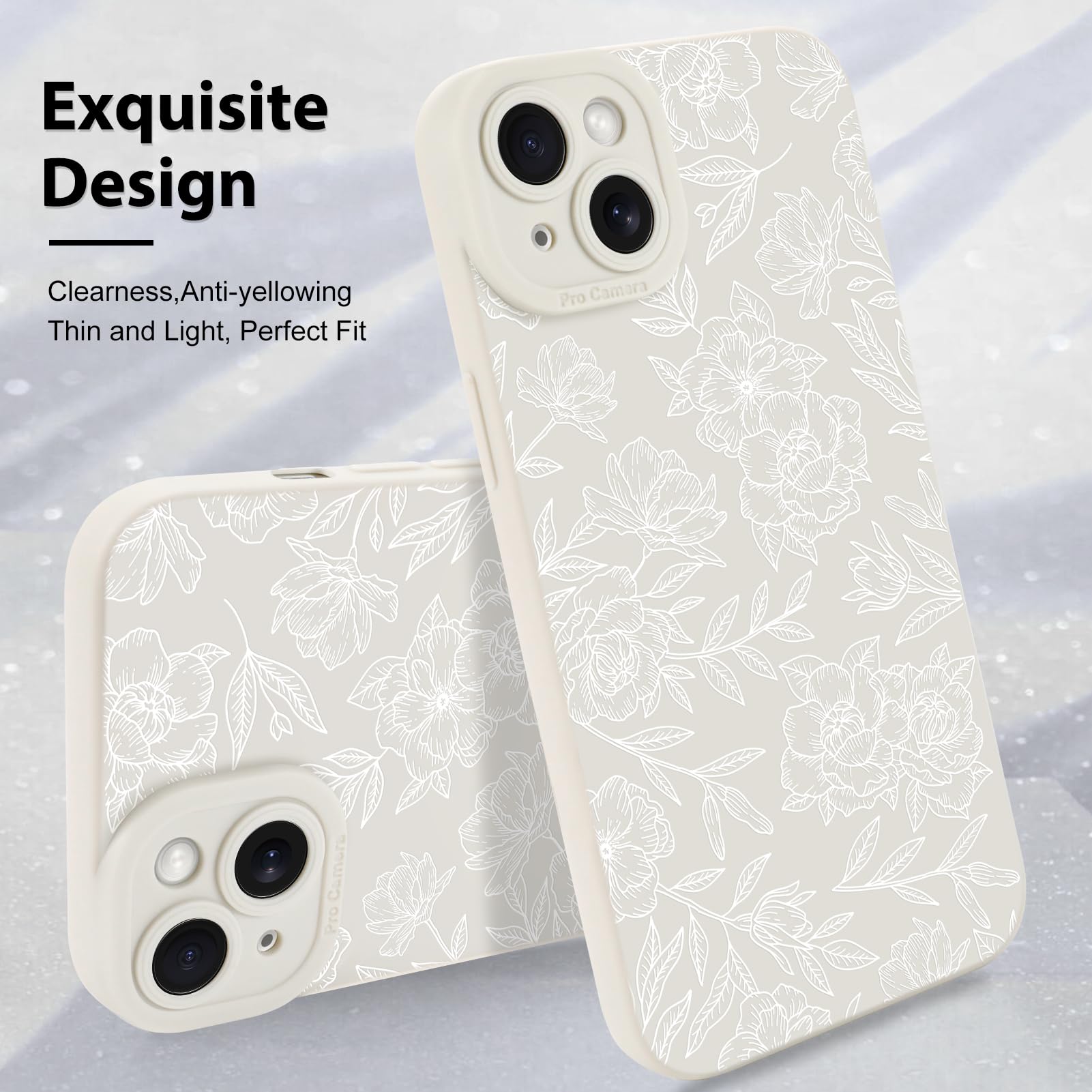 Foto 4 pulgar | Funda De Teléfono Mzelq Para Iphone 14 De Silicona Con Flores Y Rosas - Venta Internacional.
