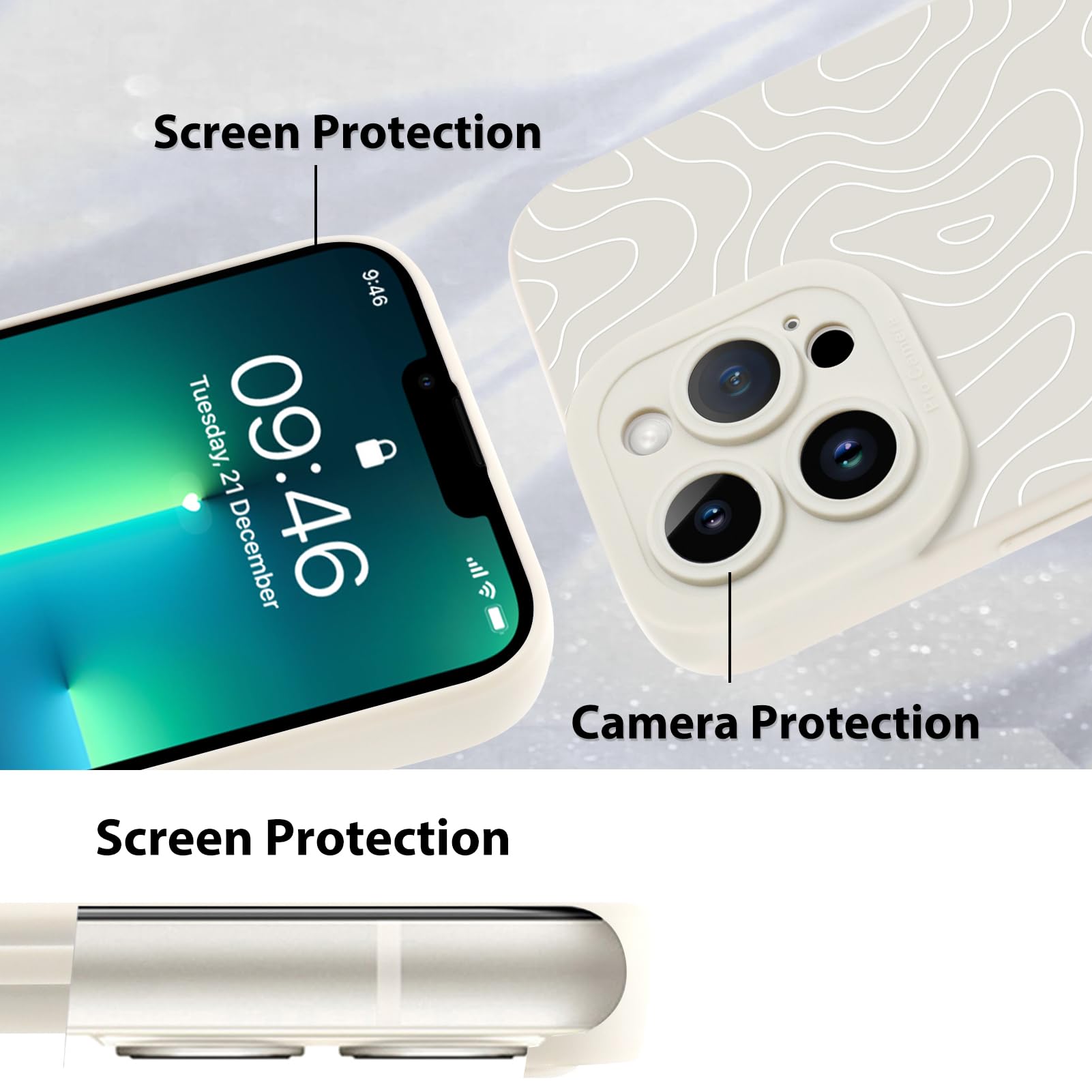 Foto 5 pulgar | Funda De Teléfono Mzelq Para Iphone 13 Pro Max De Silicona - Blanca - Venta Internacional.