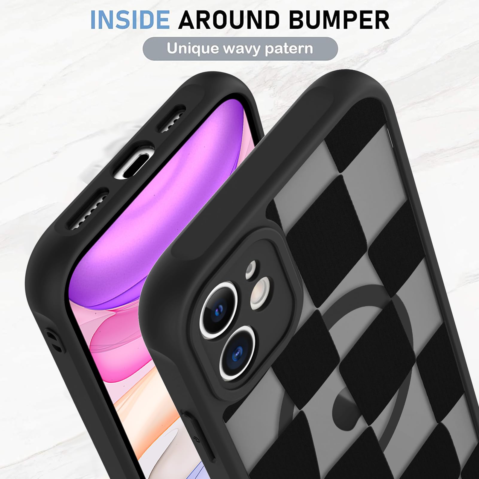 Foto 5 pulgar | Funda De Teléfono Kanghar Para Iphone 11 Con Estética Mate A Cuadros - Venta Internacional.