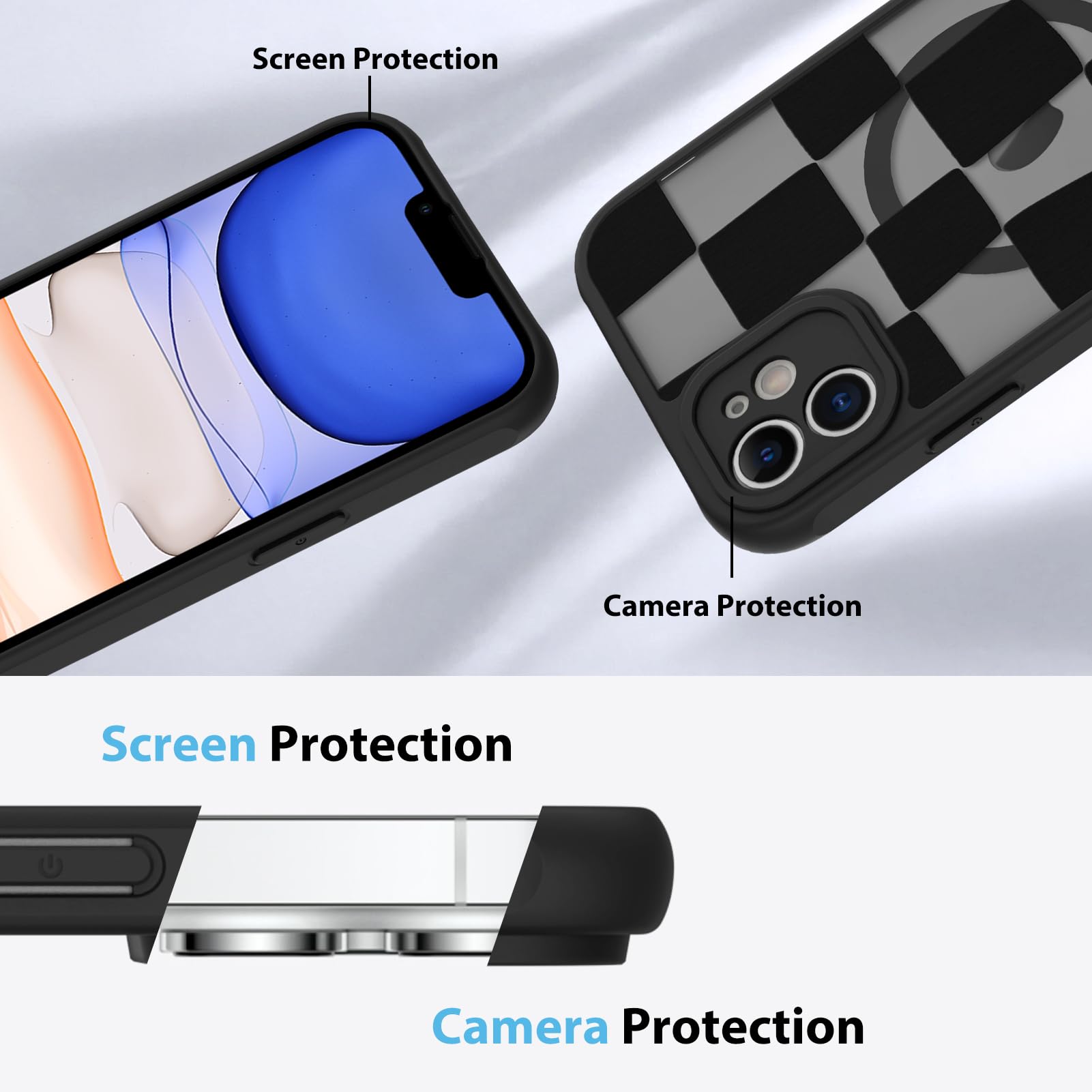 Foto 6 pulgar | Funda De Teléfono Kanghar Para Iphone 11 Con Estética Mate A Cuadros - Venta Internacional.