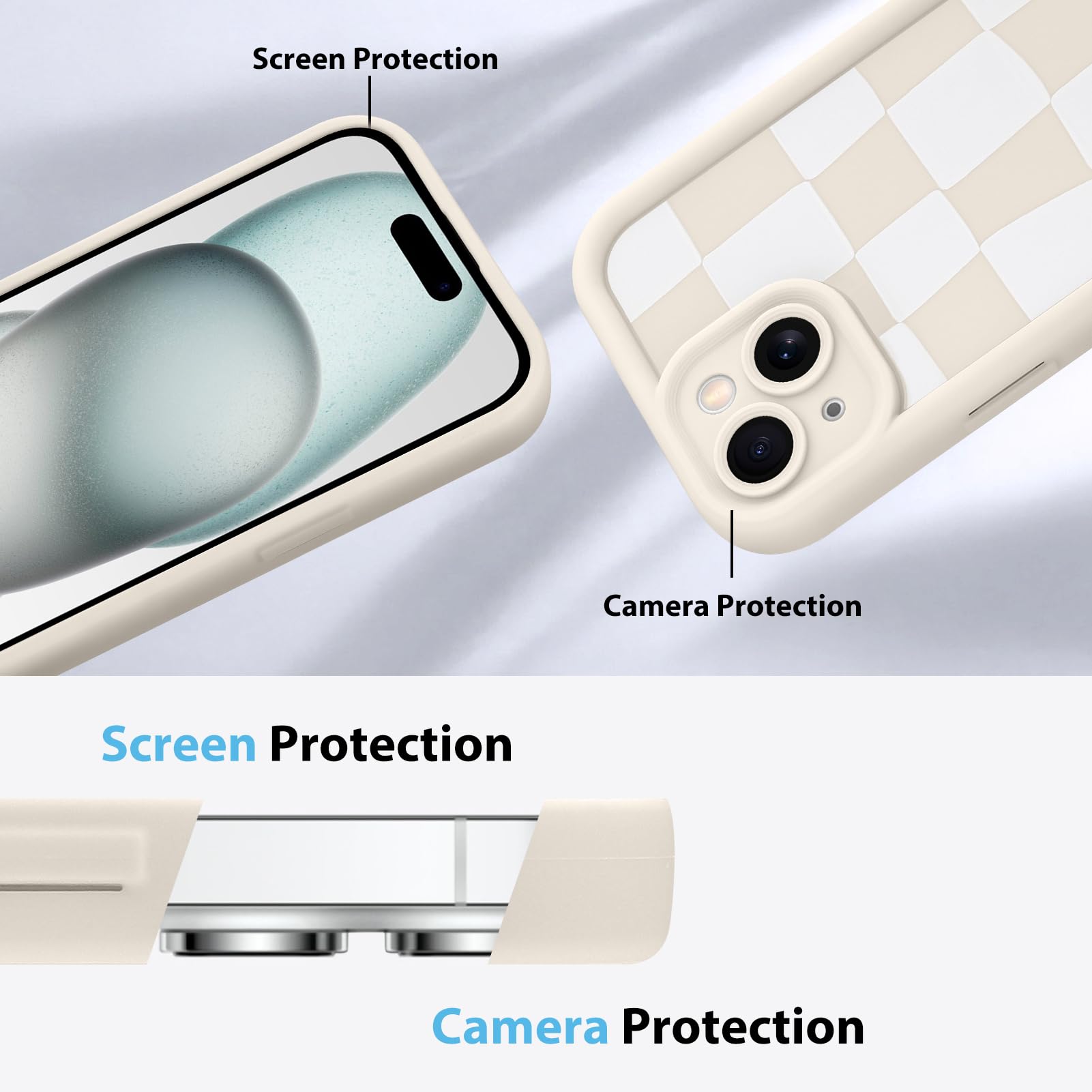 Foto 6 pulgar | Funda De Teléfono Kanghar Compatible Con Iphone 15 De Silicona Blanca - Venta Internacional.