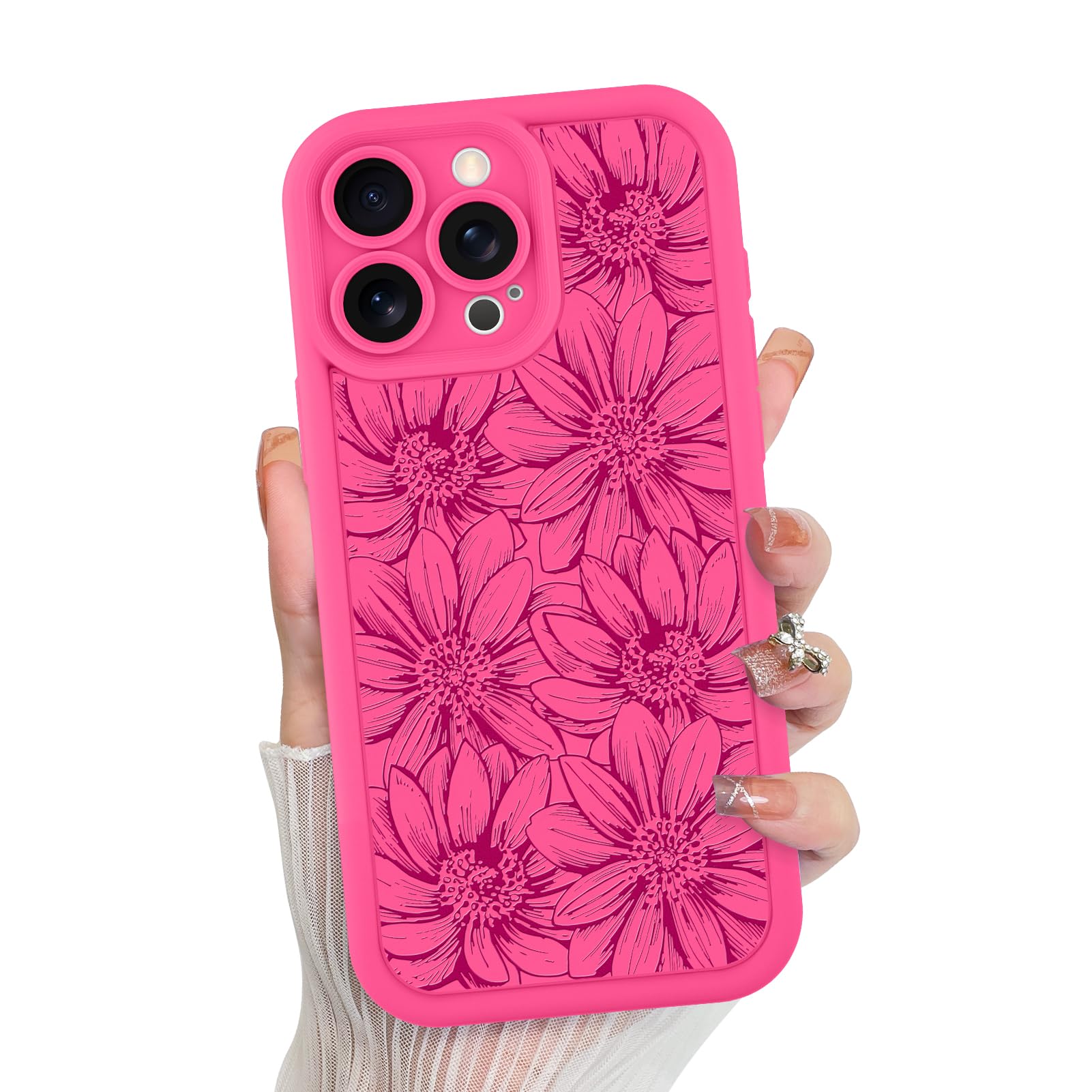 Foto 2 pulgar | Funda De Teléfono Mzelq De Silicona Con Diseño Floral De Girasol Para Iphone 15 Pro Max - Venta Internacional.