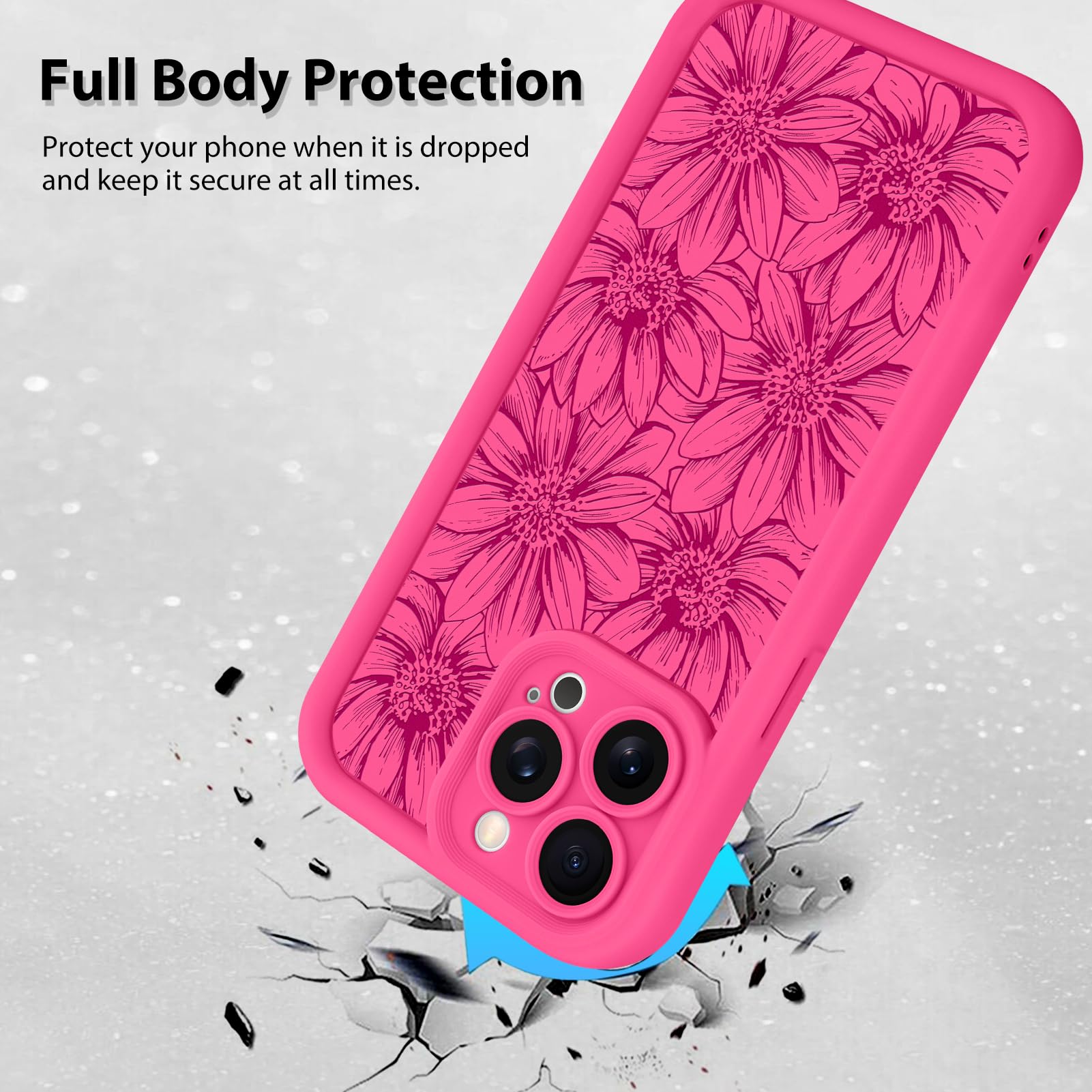 Foto 3 pulgar | Funda De Teléfono Mzelq De Silicona Con Diseño Floral De Girasol Para Iphone 15 Pro Max - Venta Internacional.