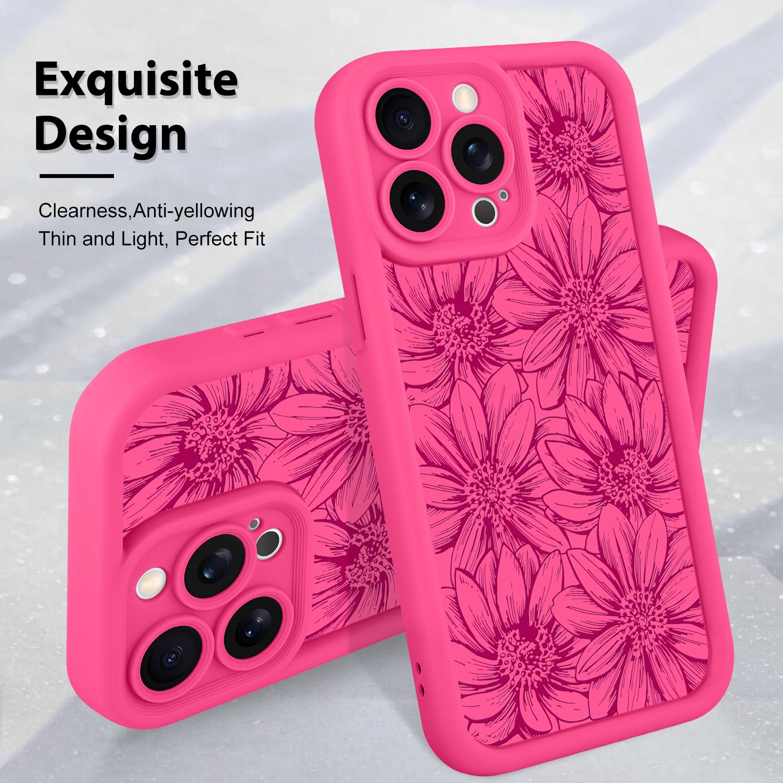 Foto 4 pulgar | Funda De Teléfono Mzelq De Silicona Con Diseño Floral De Girasol Para Iphone 15 Pro Max - Venta Internacional.