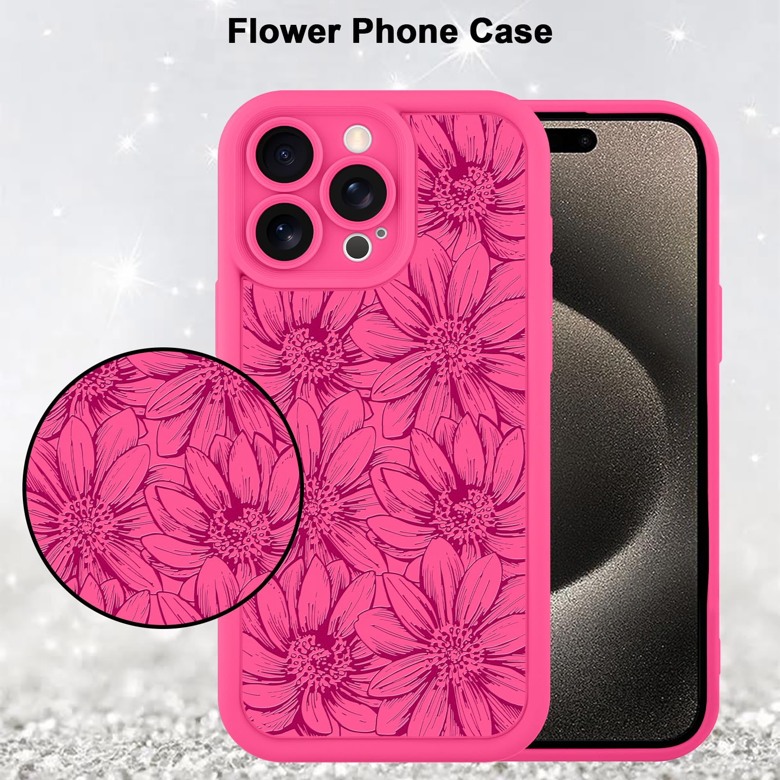 Foto 6 pulgar | Funda De Teléfono Mzelq De Silicona Con Diseño Floral De Girasol Para Iphone 15 Pro Max - Venta Internacional.