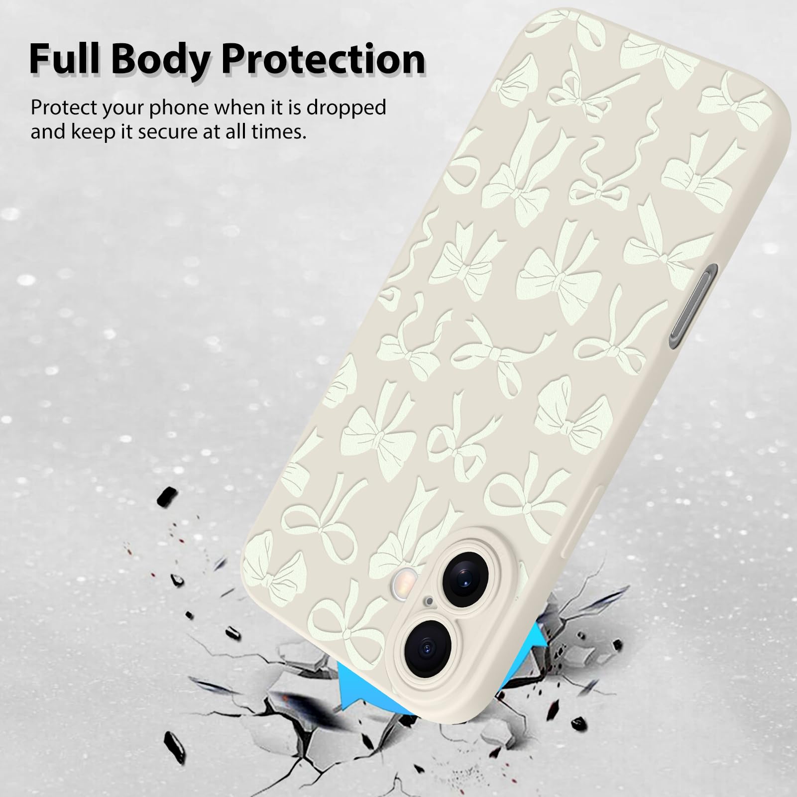 Foto 3 pulgar | Funda De Silicona Mzelq Para Iphone 16 Con Forma De Lazo, Color Blanco - Venta Internacional.