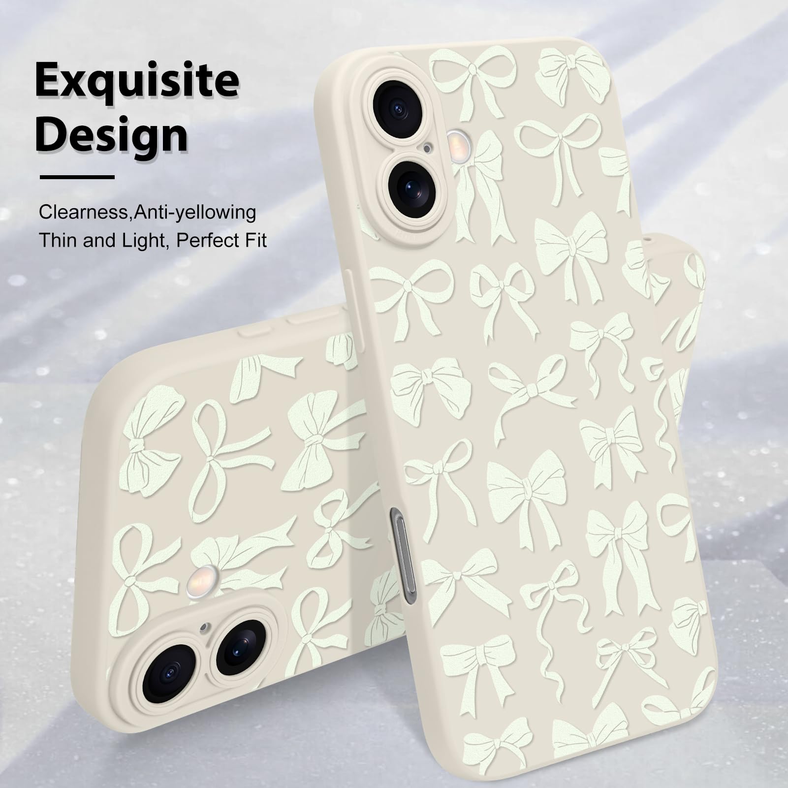 Foto 4 pulgar | Funda De Silicona Mzelq Para Iphone 16 Con Forma De Lazo, Color Blanco - Venta Internacional.