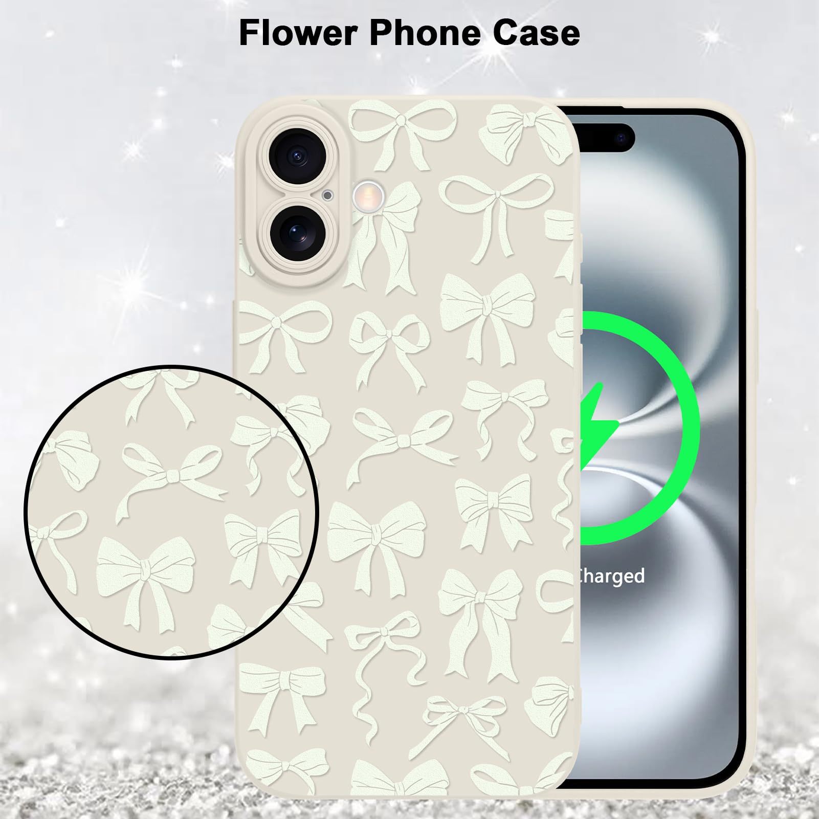 Foto 6 pulgar | Funda De Silicona Mzelq Para Iphone 16 Con Forma De Lazo, Color Blanco - Venta Internacional.