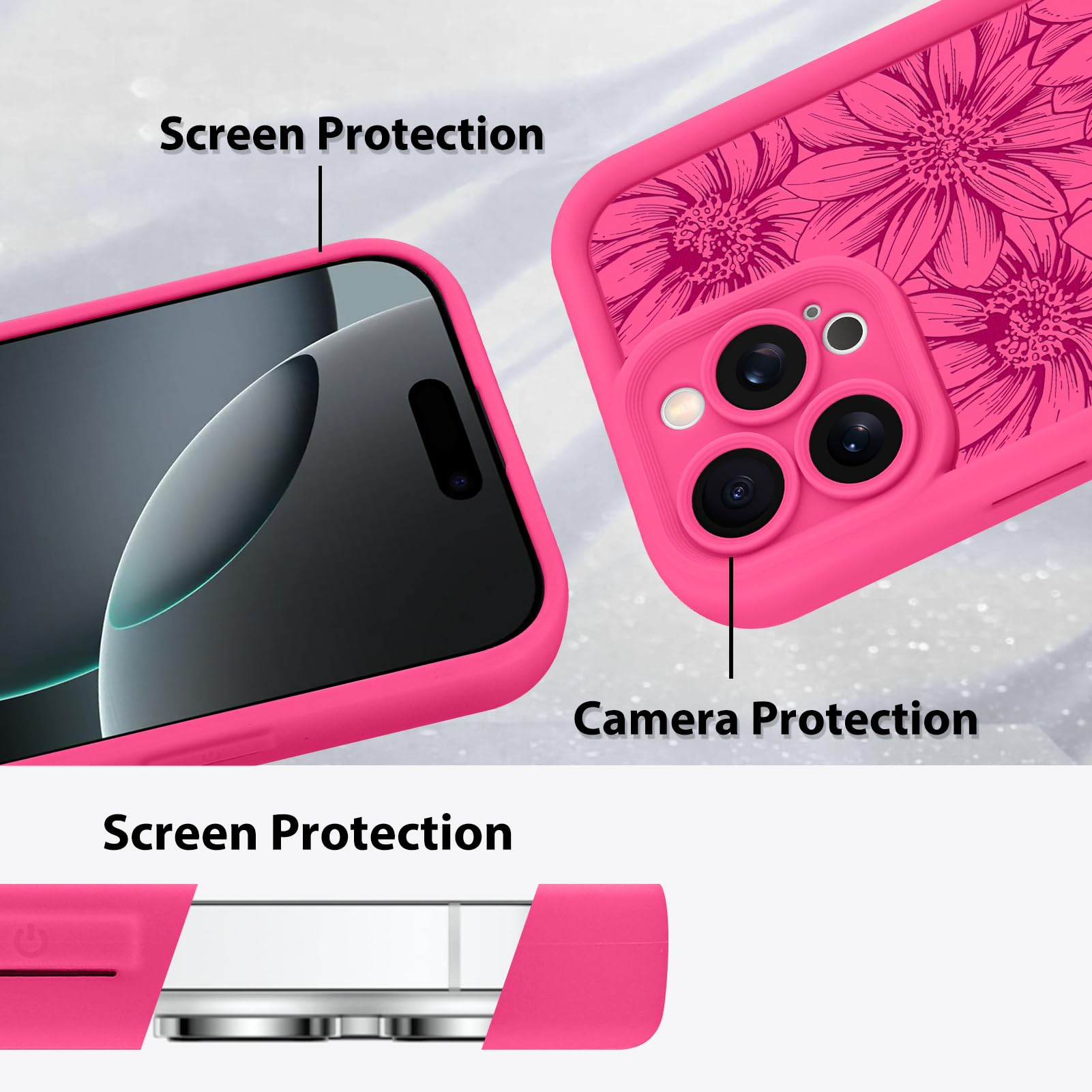 Foto 5 pulgar | Funda De Teléfono Mzelq Para Iphone 16 Pro Max Silicone Sunflower - Venta Internacional.
