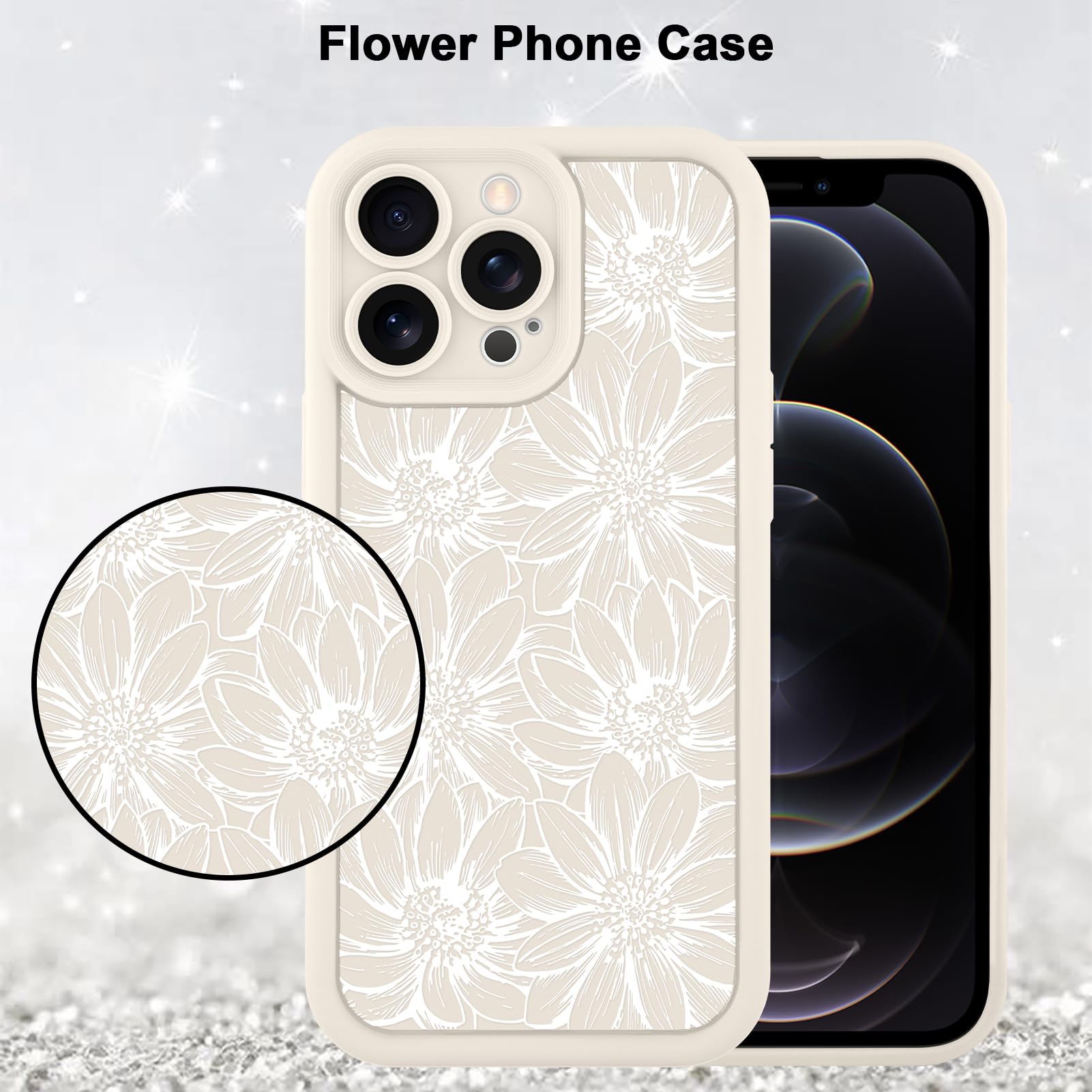 Foto 6 pulgar | Funda De Teléfono Mzelq Para Iphone 12 Pro De Silicona Con Estampado De Girasoles - Venta Internacional.