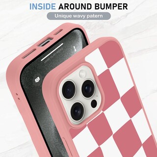 Foto 4 | Funda De Teléfono Kanghar Para Iphone 15 Pro Max A Cuadros Rosa - Venta Internacional.