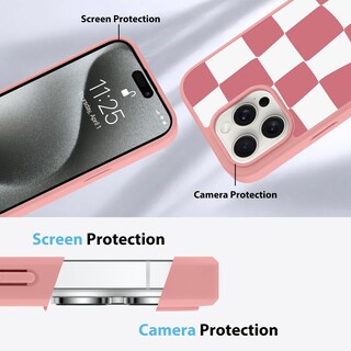 Foto 5 | Funda De Teléfono Kanghar Para Iphone 15 Pro Max A Cuadros Rosa - Venta Internacional.
