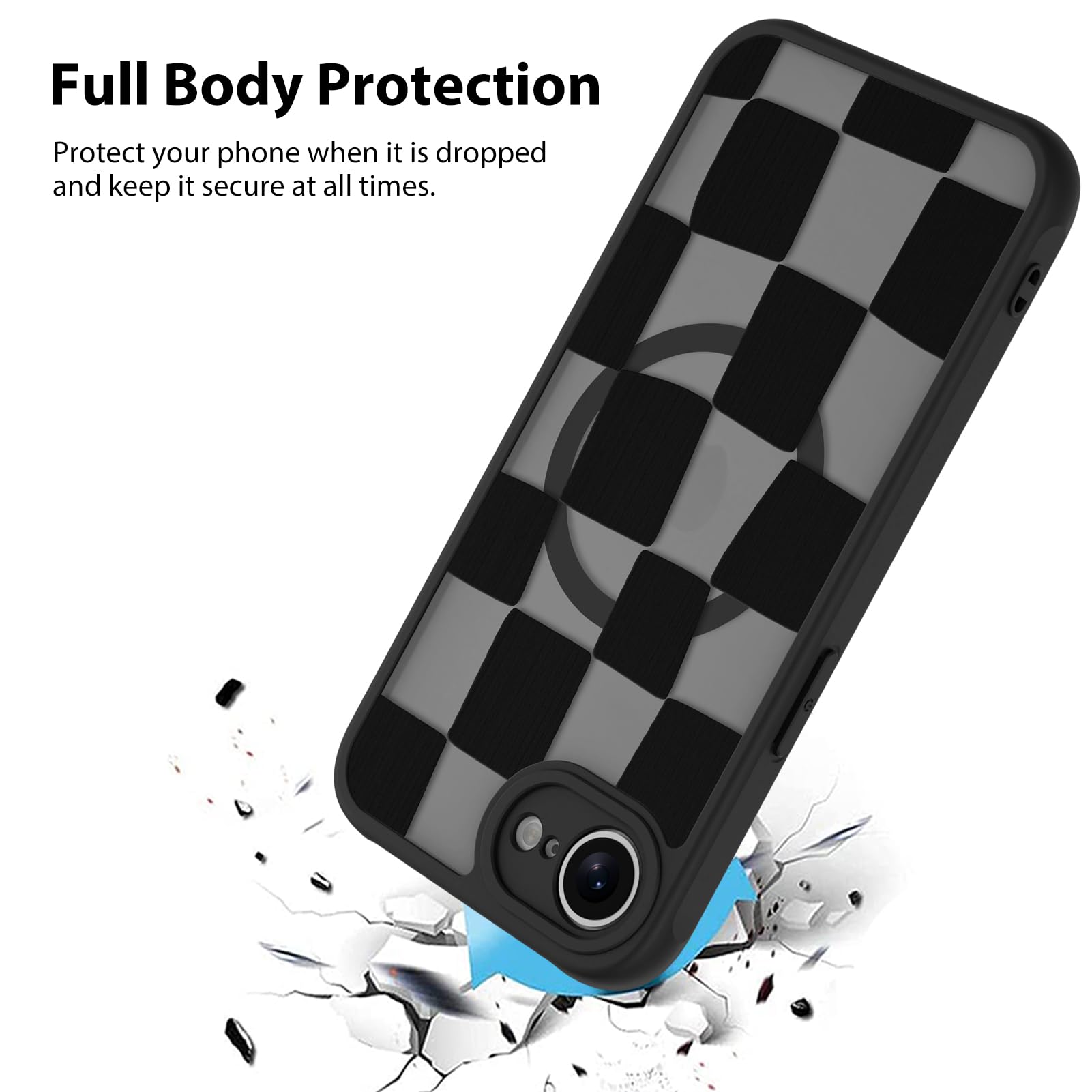 Foto 3 pulgar | Funda De Teléfono Kanghar Para Iphone 16e, Estética Mate A Cuadros - Venta Internacional.