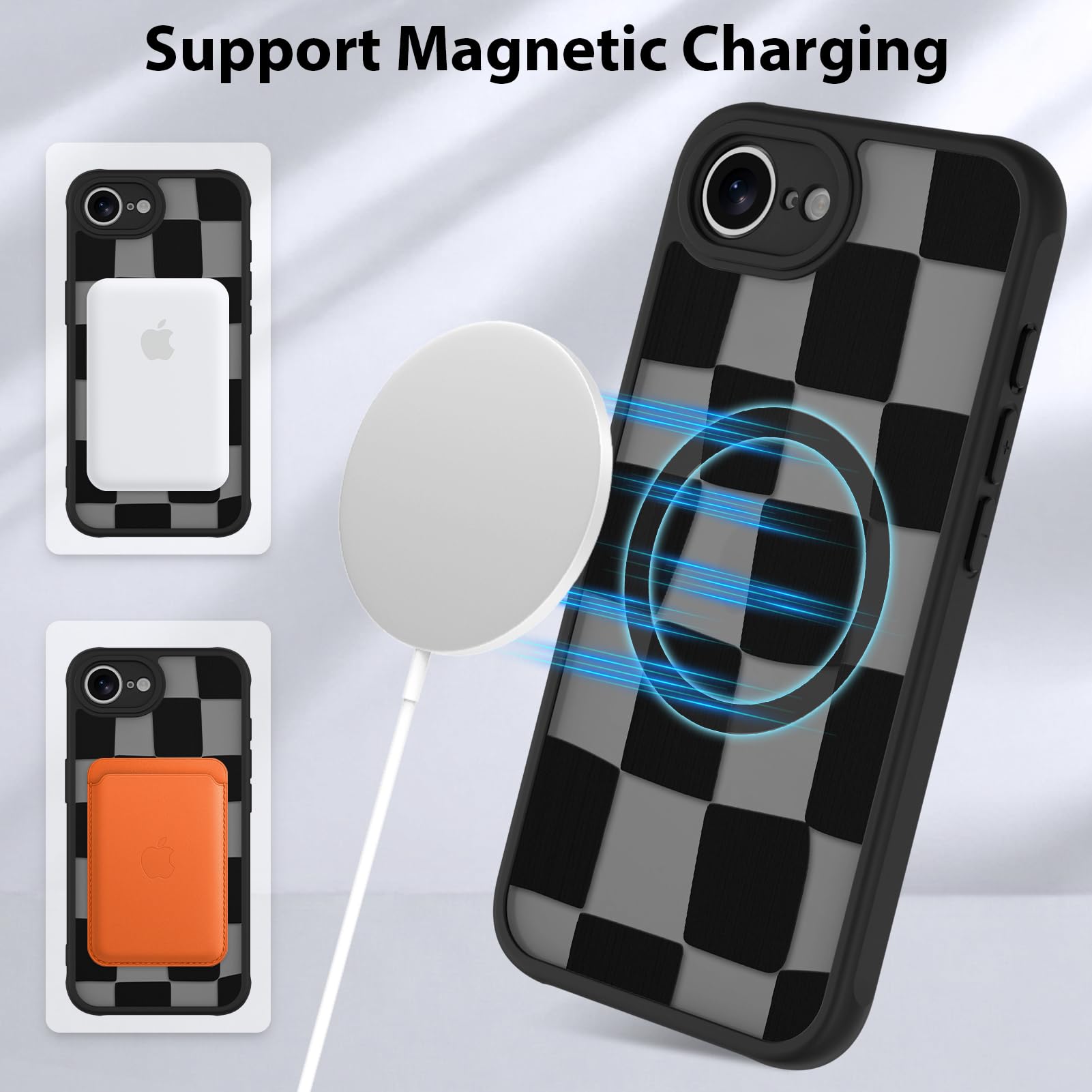 Foto 4 pulgar | Funda De Teléfono Kanghar Para Iphone 16e, Estética Mate A Cuadros - Venta Internacional.