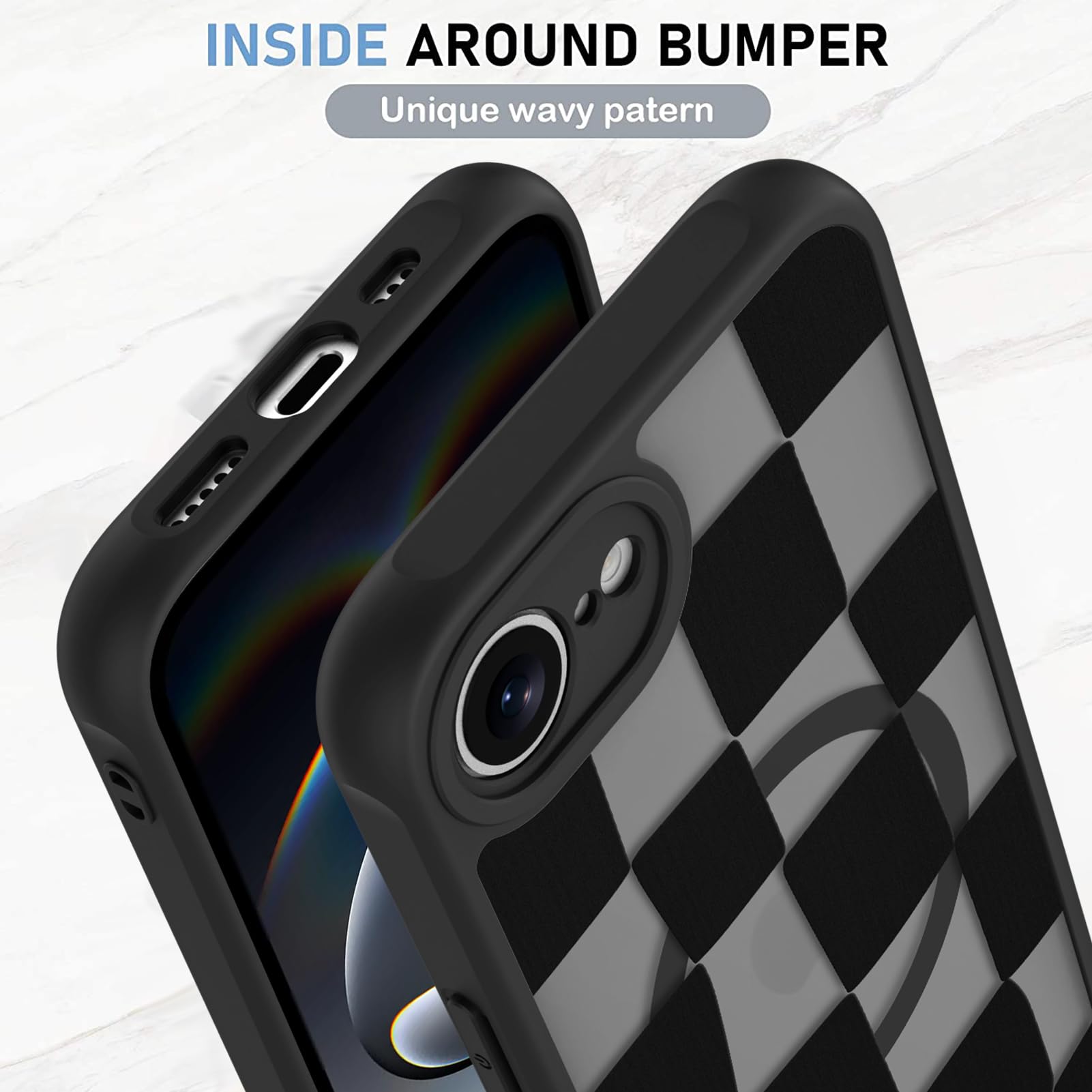 Foto 5 pulgar | Funda De Teléfono Kanghar Para Iphone 16e, Estética Mate A Cuadros - Venta Internacional.