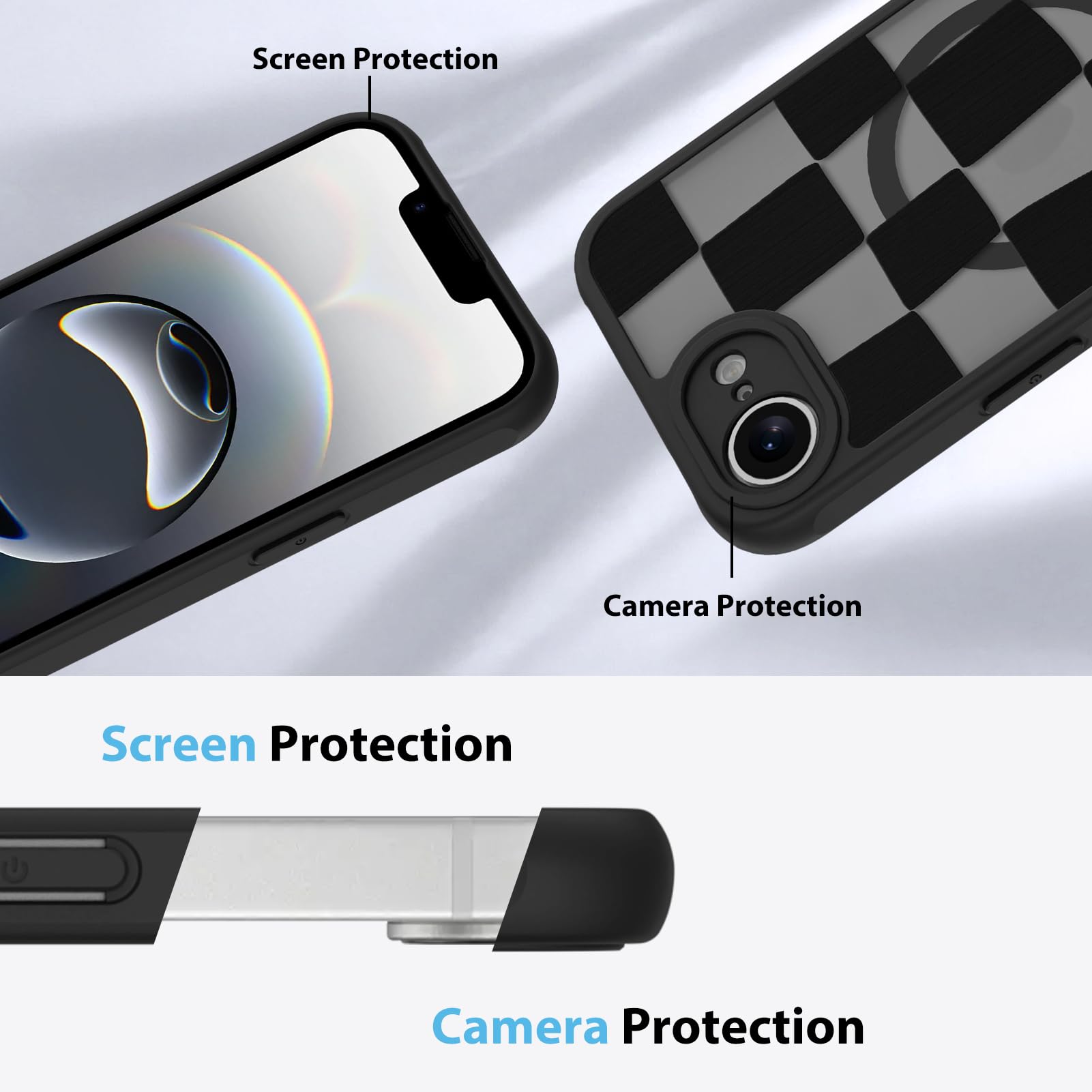 Foto 6 pulgar | Funda De Teléfono Kanghar Para Iphone 16e, Estética Mate A Cuadros - Venta Internacional.