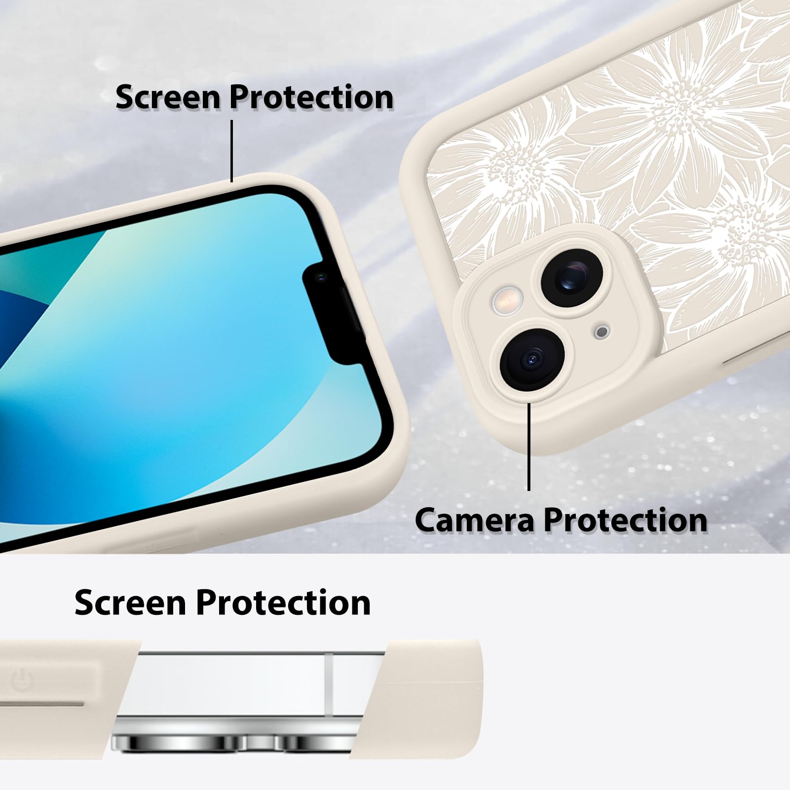 Foto 4 | Funda De Teléfono Mzelq Para Iphone 13 De Silicona Con Diseño Floral De Girasol - Venta Internacional.